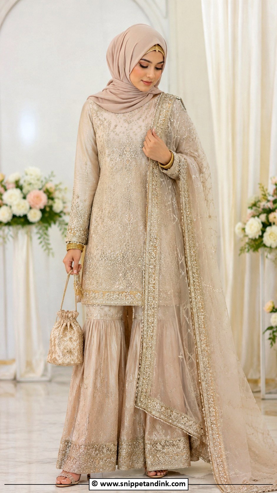 Bridal Hijab With Sharara Outfit - Snippet and Ink - 30 Bridal Hijab Styles