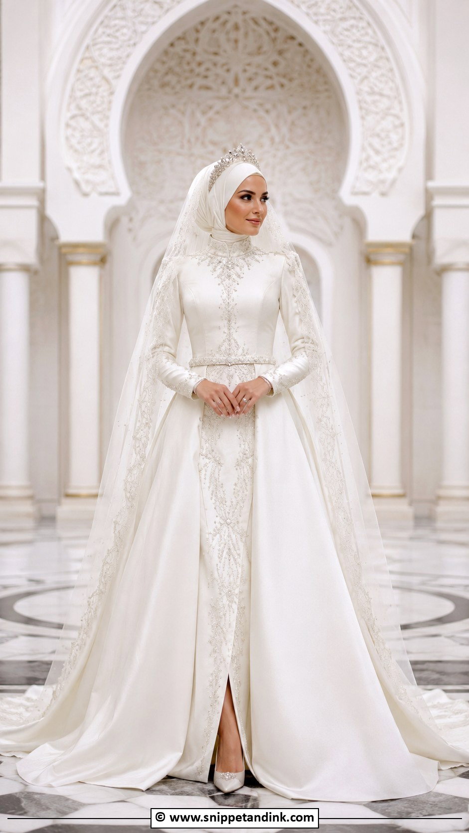 Bridal Hijab With Turkish Wedding Dress - Snippet and Ink - 30 Bridal Hijab Styles