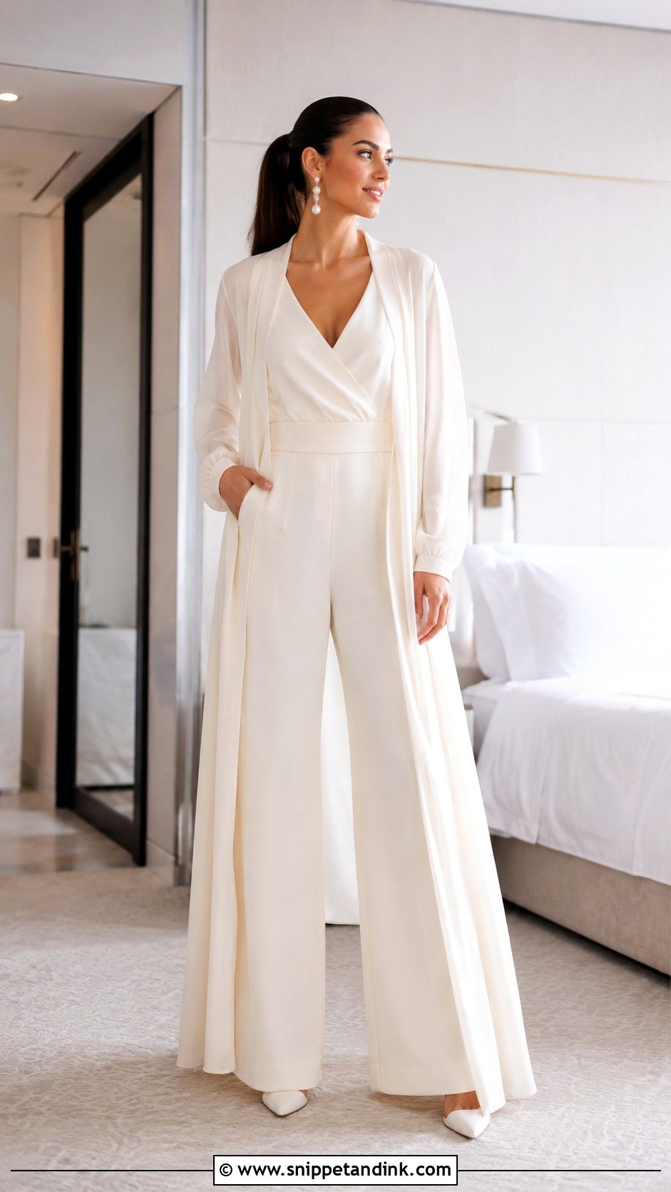 Bridal Jumpsuit And Robe Outfit - Snippet and Ink - 20 Budoire Bridal Ideas