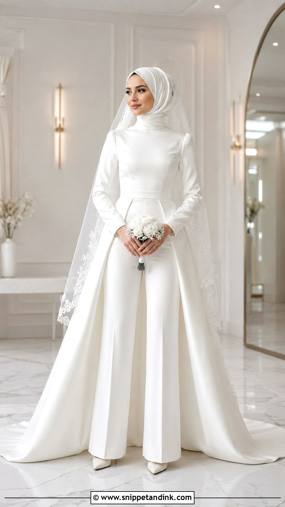 Bridal Jumpsuit Hijab - Snippet and Ink - 35 Wedding Dress Hijab Ideas