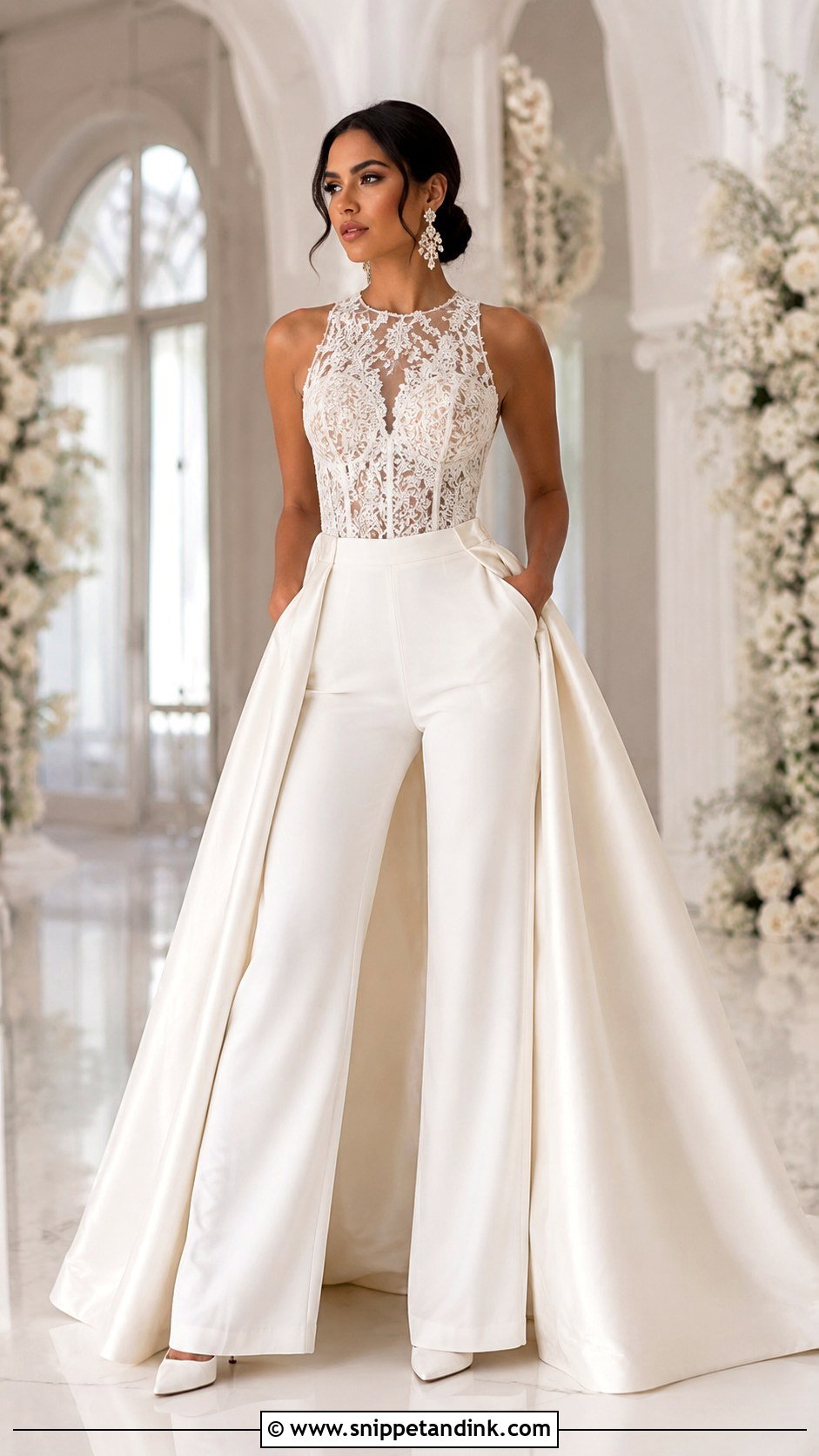 Bridal Jumpsuit Latina Wedding Dress With Overskirt - Snippet and Ink - 25 Latina Wedding Dress Ideas