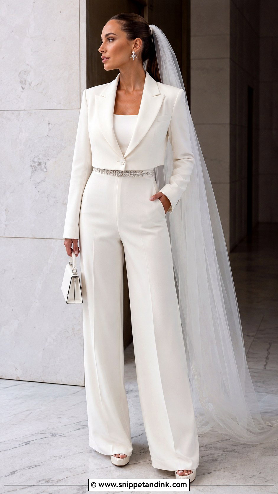 Bridal Jumpsuit Rock Wedding Outfit With Blazer - Snippet and Ink - 20 Rock Wedding Dress Ideas