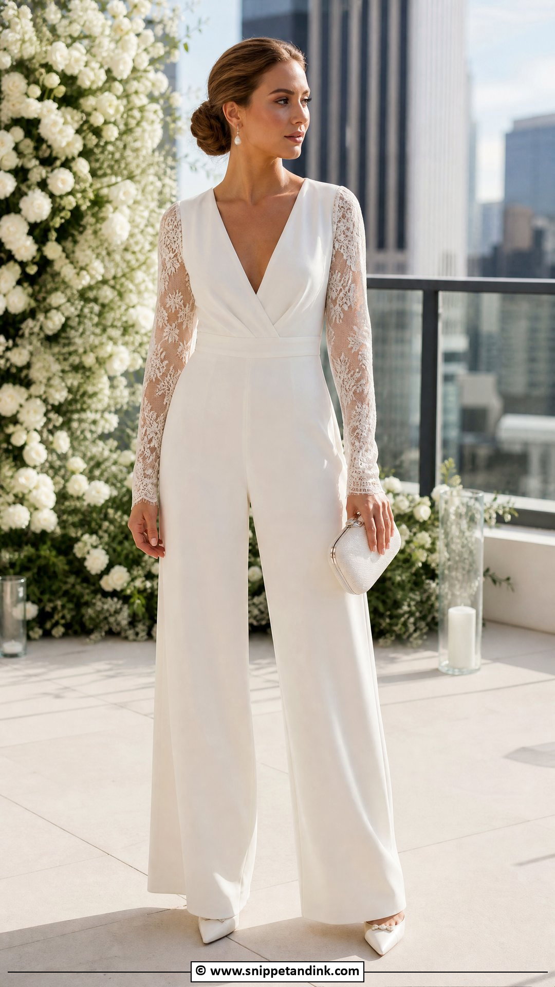 Bridal Jumpsuit Wedding Dress Look - Snippet and Ink - 35 Classy Wedding Dress Ideas