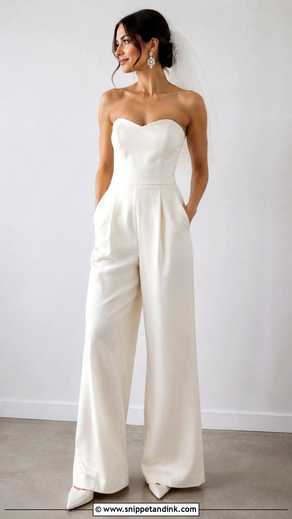 Bridal Jumpsuit Wedding Outfit - Snippet and Ink - 30 Sleek Wedding Dress Ideas