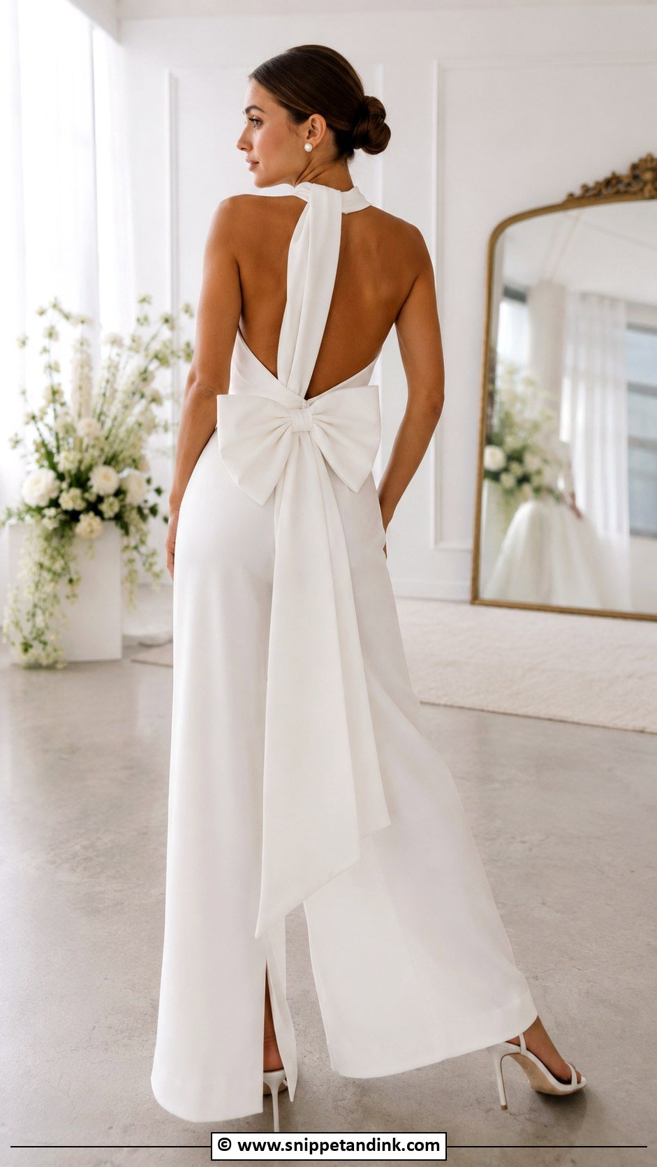 Bridal Jumpsuit With Bow - Snippet and Ink - 25 Jumpsuit Wedding Dress Ideas