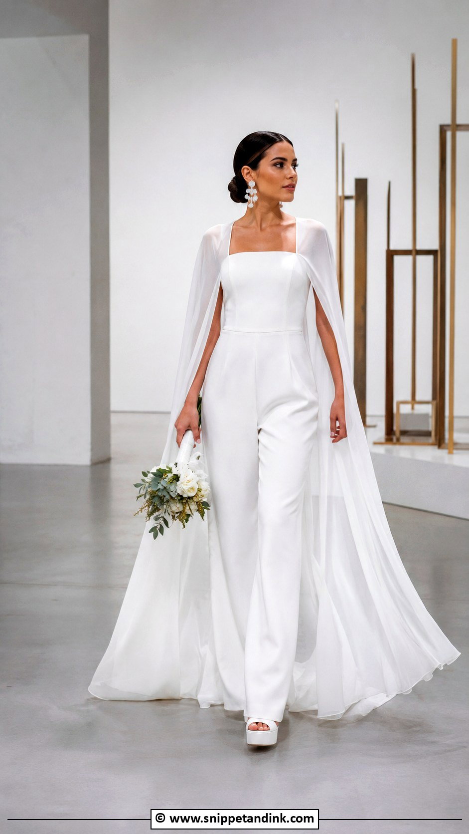 Bridal Jumpsuit With Cape - Snippet and Ink - 30 Alt Wedding Dress Ideas