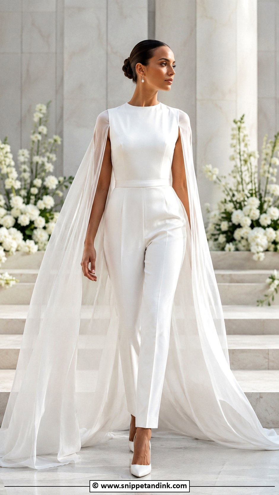 Bridal Jumpsuit With Cape - Snippet and Ink - 30 Bridal Jumpsuit Ideas
