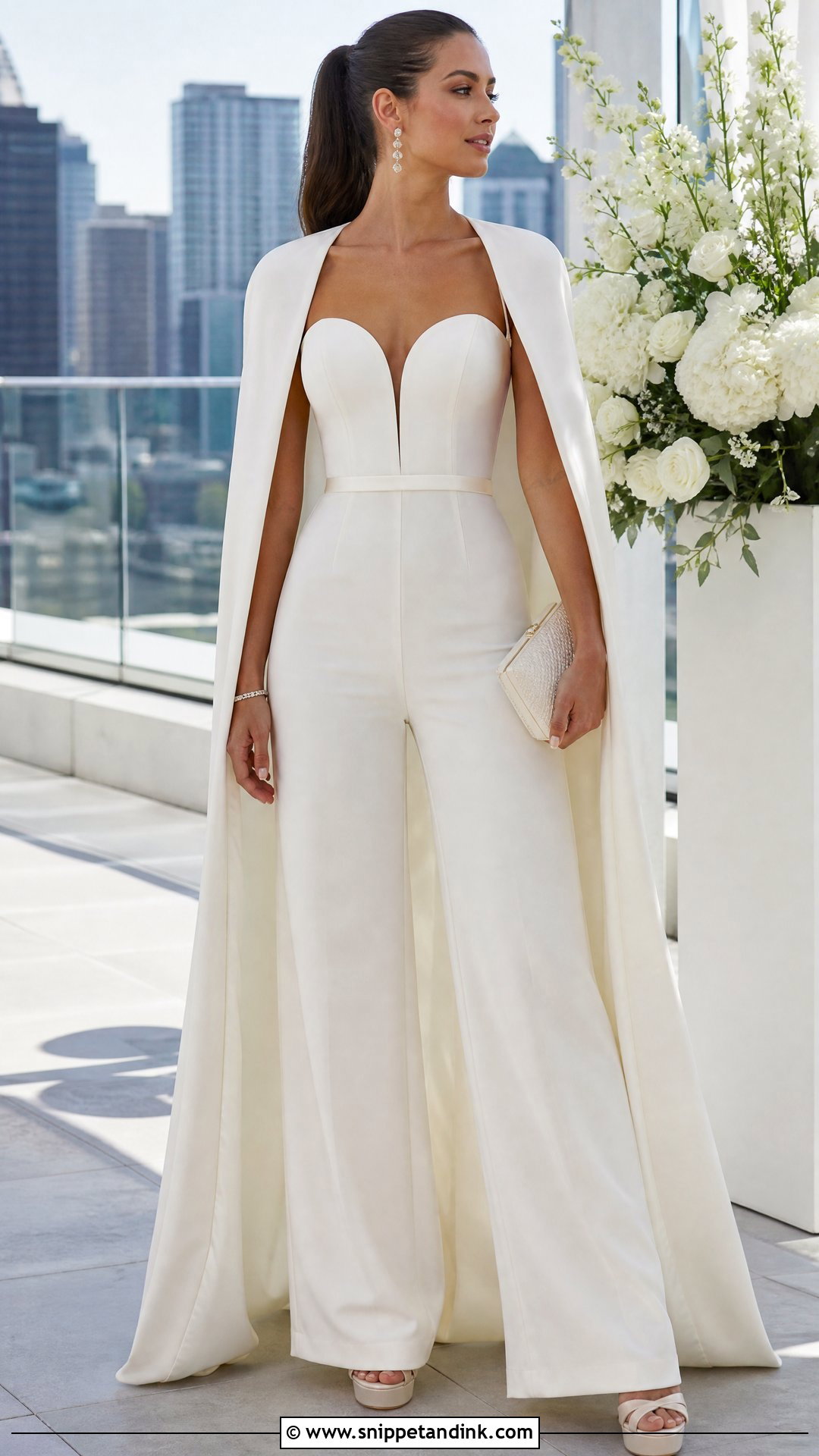 Bridal Jumpsuit With Cape - Snippet and Ink - 20 Wedding Vogue Ideas