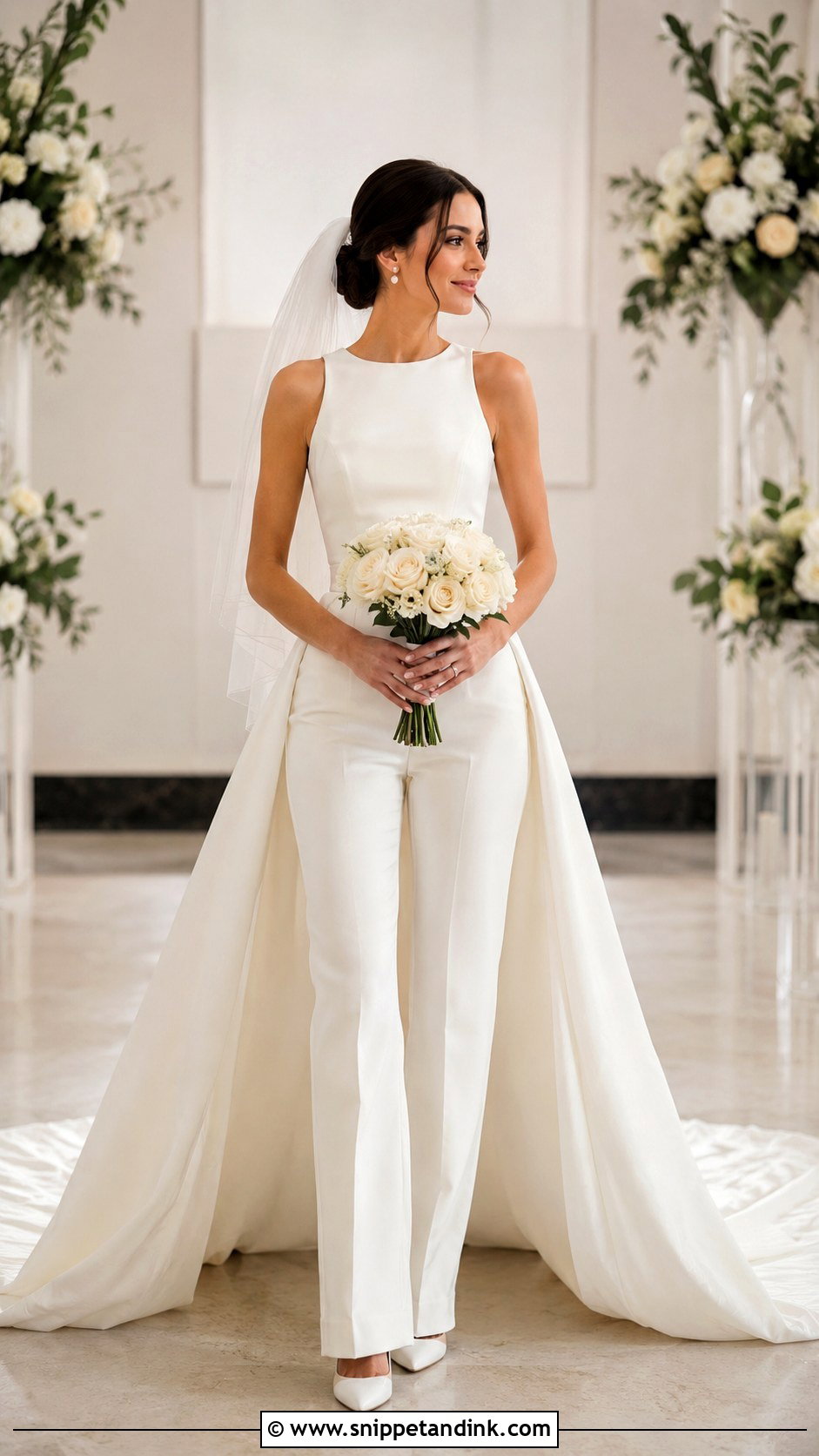 Bridal Jumpsuit With Chapel Train - Snippet and Ink - 25 Bridal Jumpsuit with Train Ideas