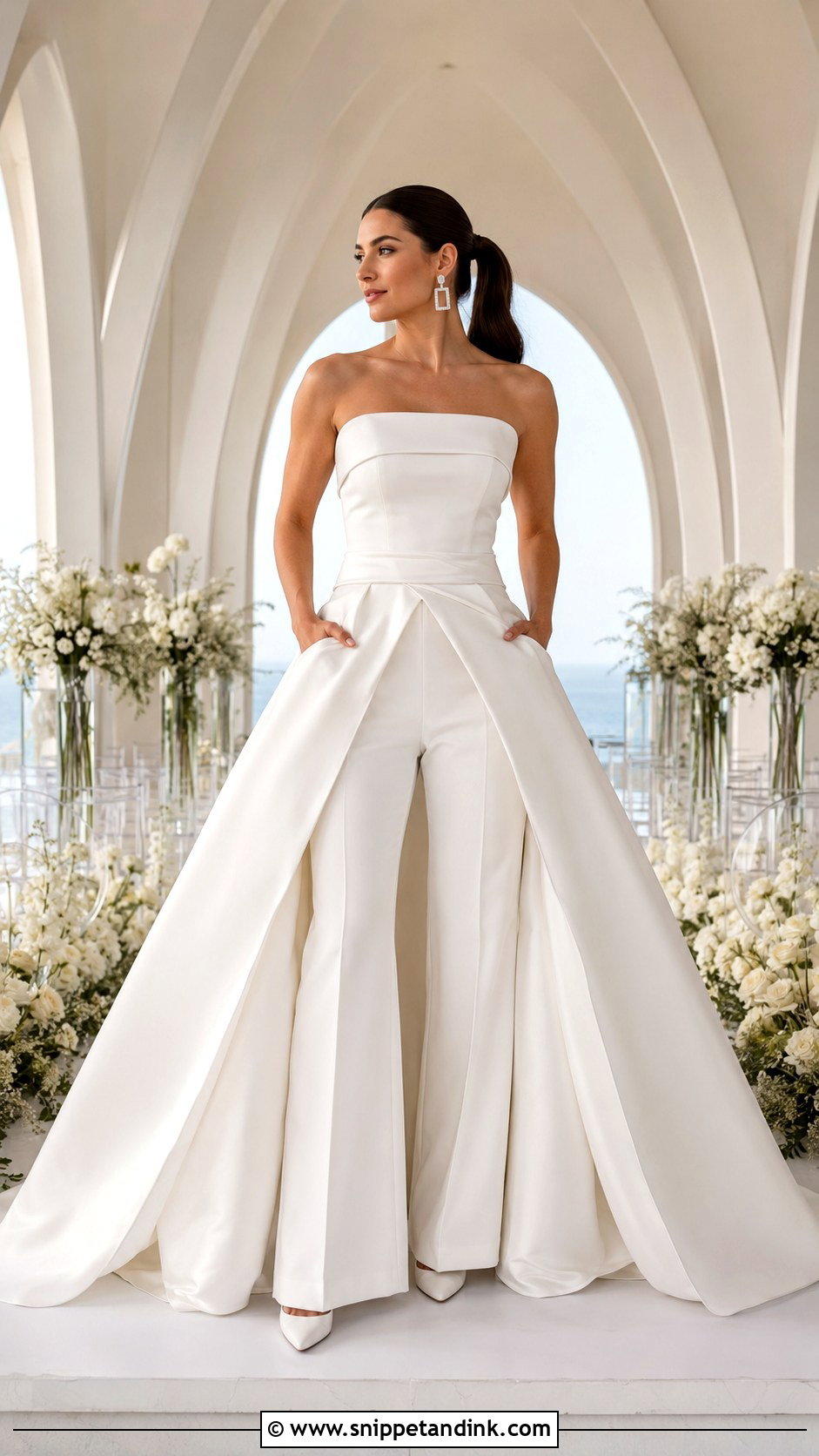 Bridal Jumpsuit With Detachable Ball Gown Skirt - Snippet and Ink - 20 2 Way Wedding Gown Ideas