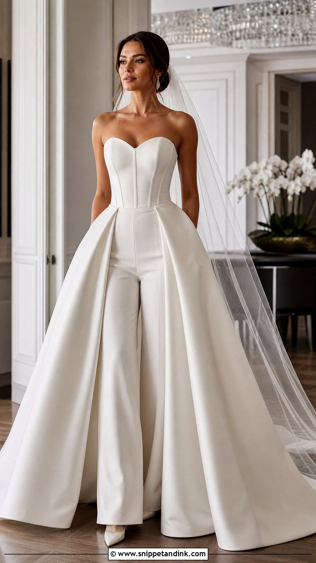 Bridal Jumpsuit With Detachable Ball Gown Skirt - Snippet and Ink - 25 Two Way Wedding Gown Ideas