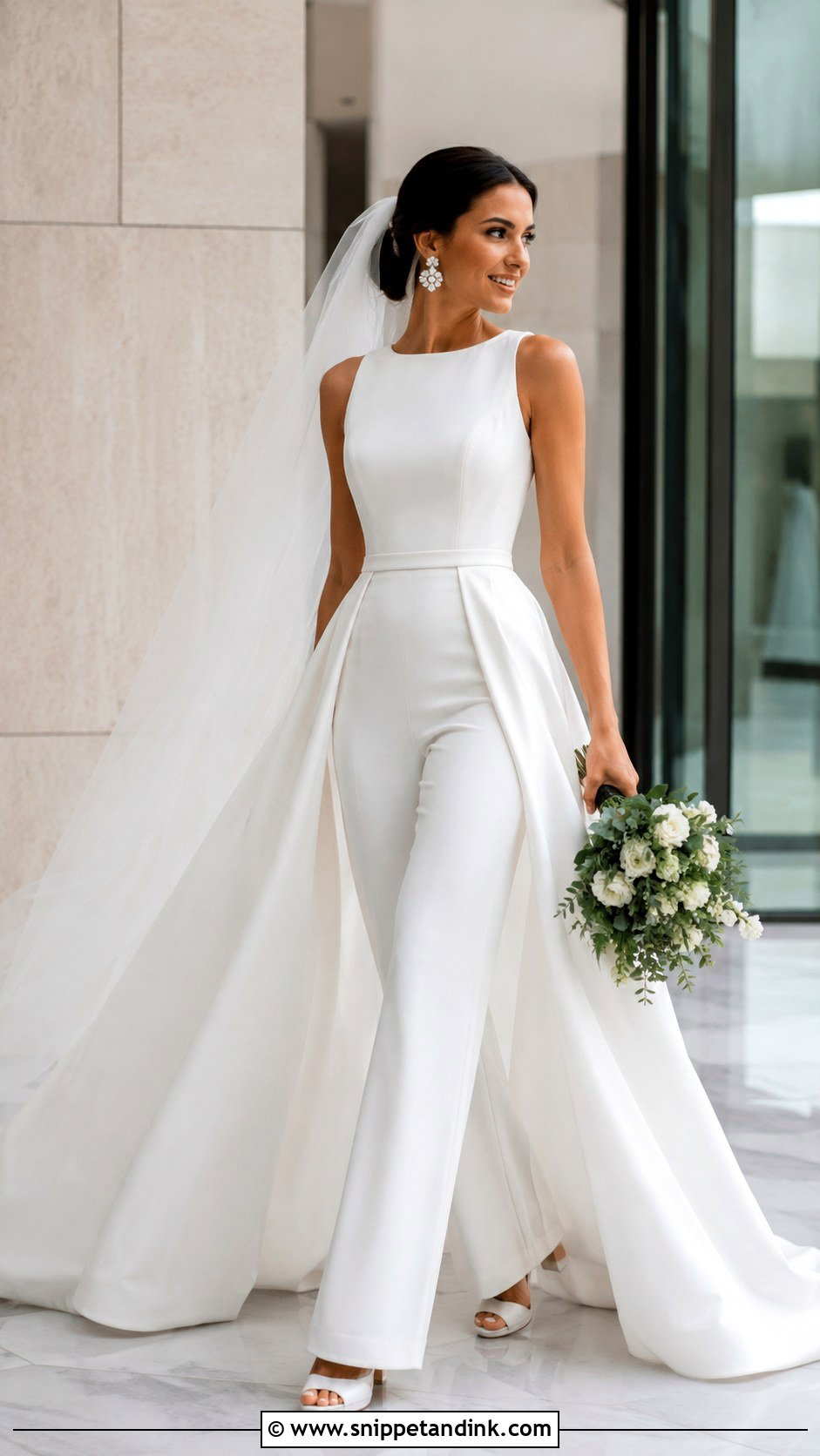 Bridal Jumpsuit With Detachable Overskirt - Snippet and Ink - 20 Bridal Pants Ideas