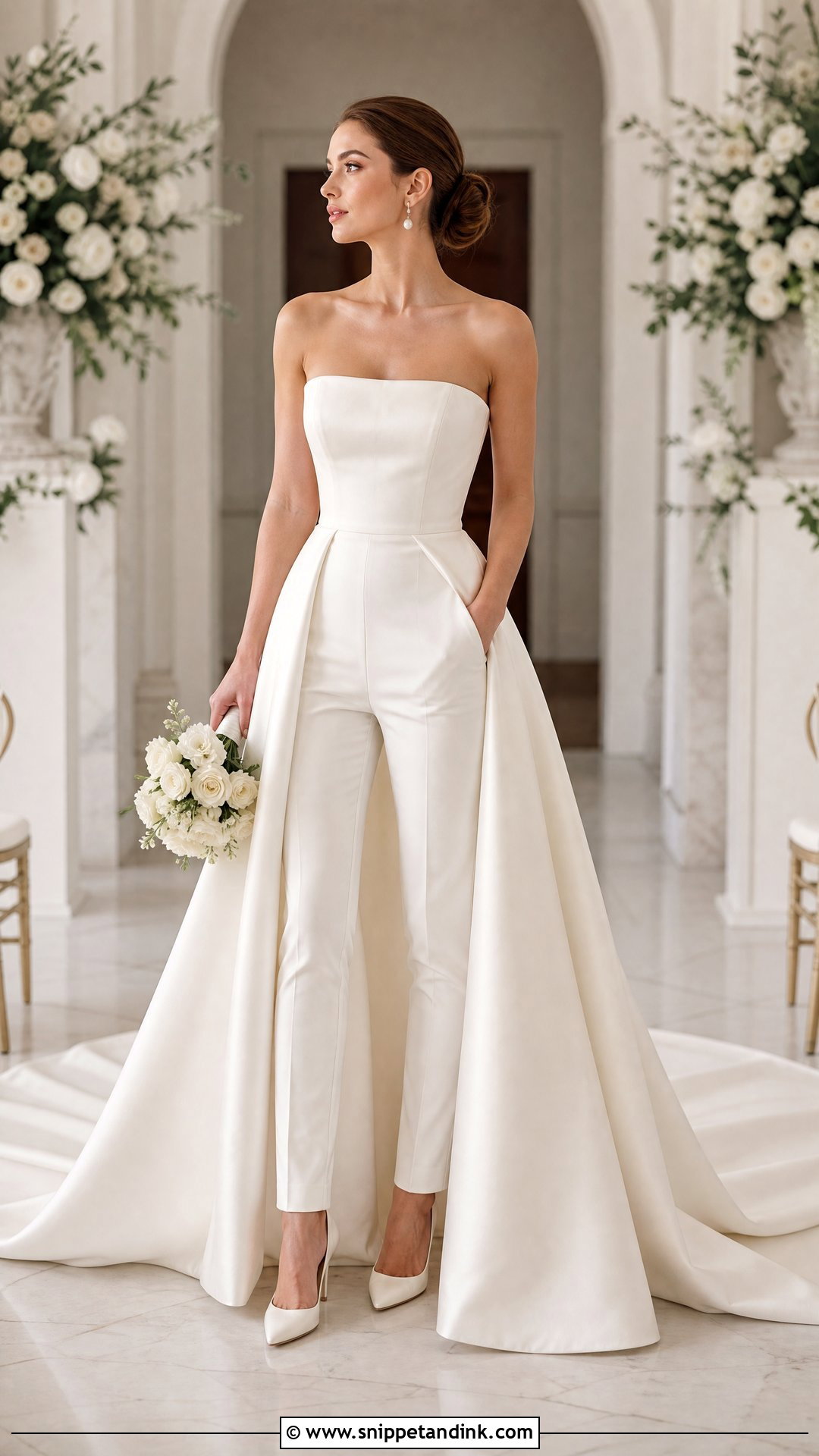 Bridal Jumpsuit With Detachable Overskirt - Snippet and Ink - 20 Wedding Dress with Pants Ideas