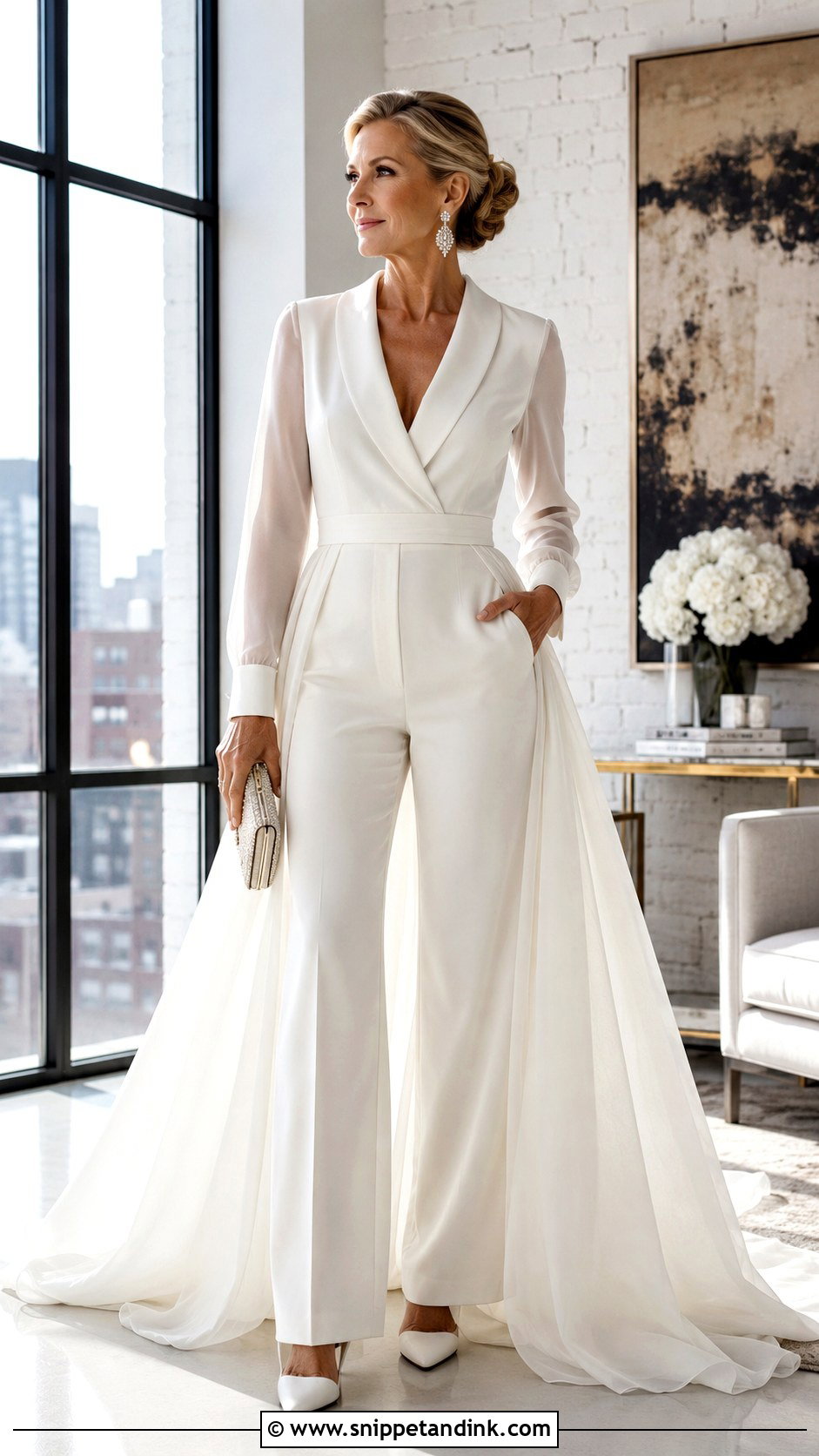 Bridal Jumpsuit With Detachable Overskirt - Snippet and Ink - 20 Second Marriage Wedding Dress Over 40 Ideas