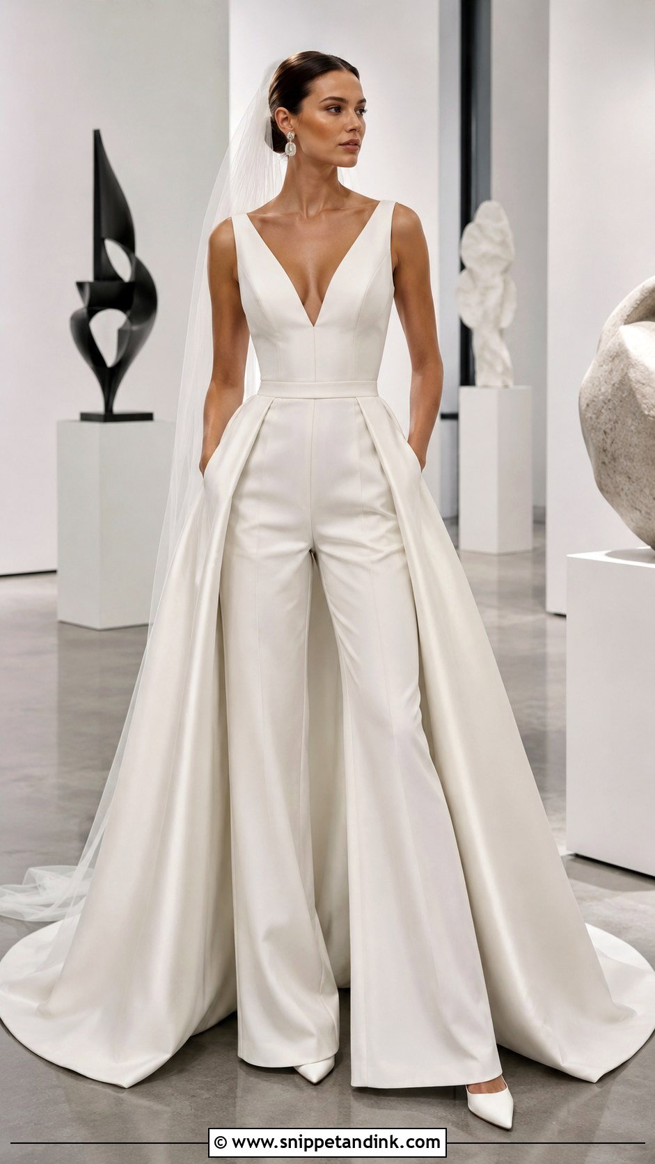 Bridal Jumpsuit With Detachable Skirt - Snippet and Ink - 20 Modern Bride Dress Ideas