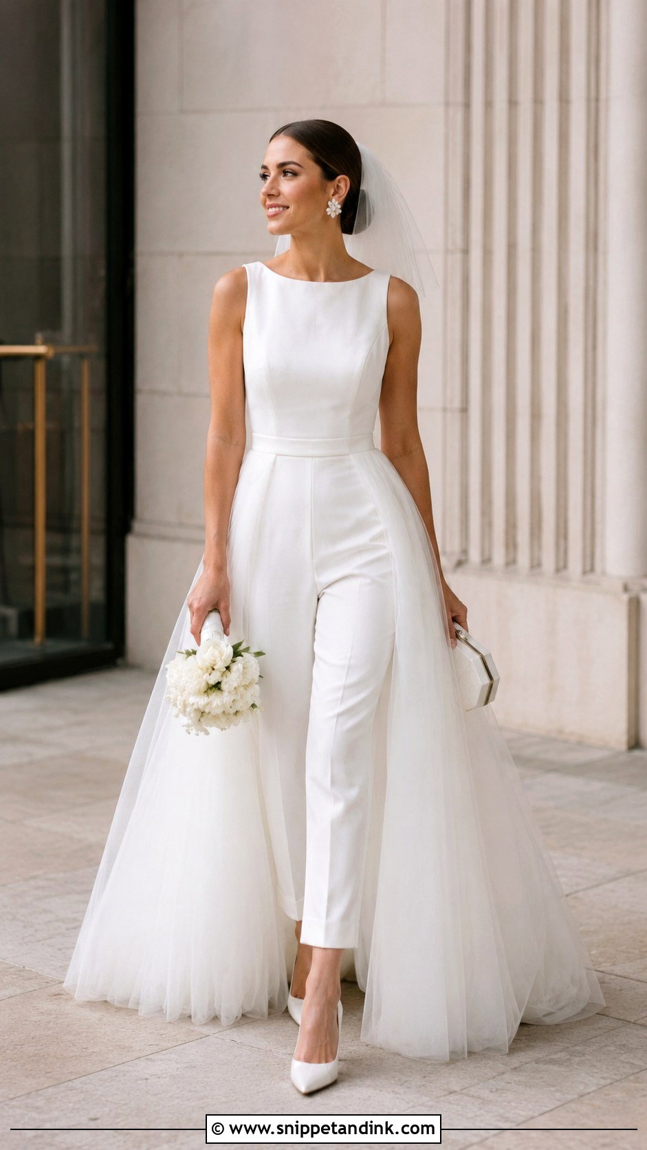 Bridal Jumpsuit With Detachable Skirt - Snippet and Ink - 20 Budget Wedding Dress Ideas