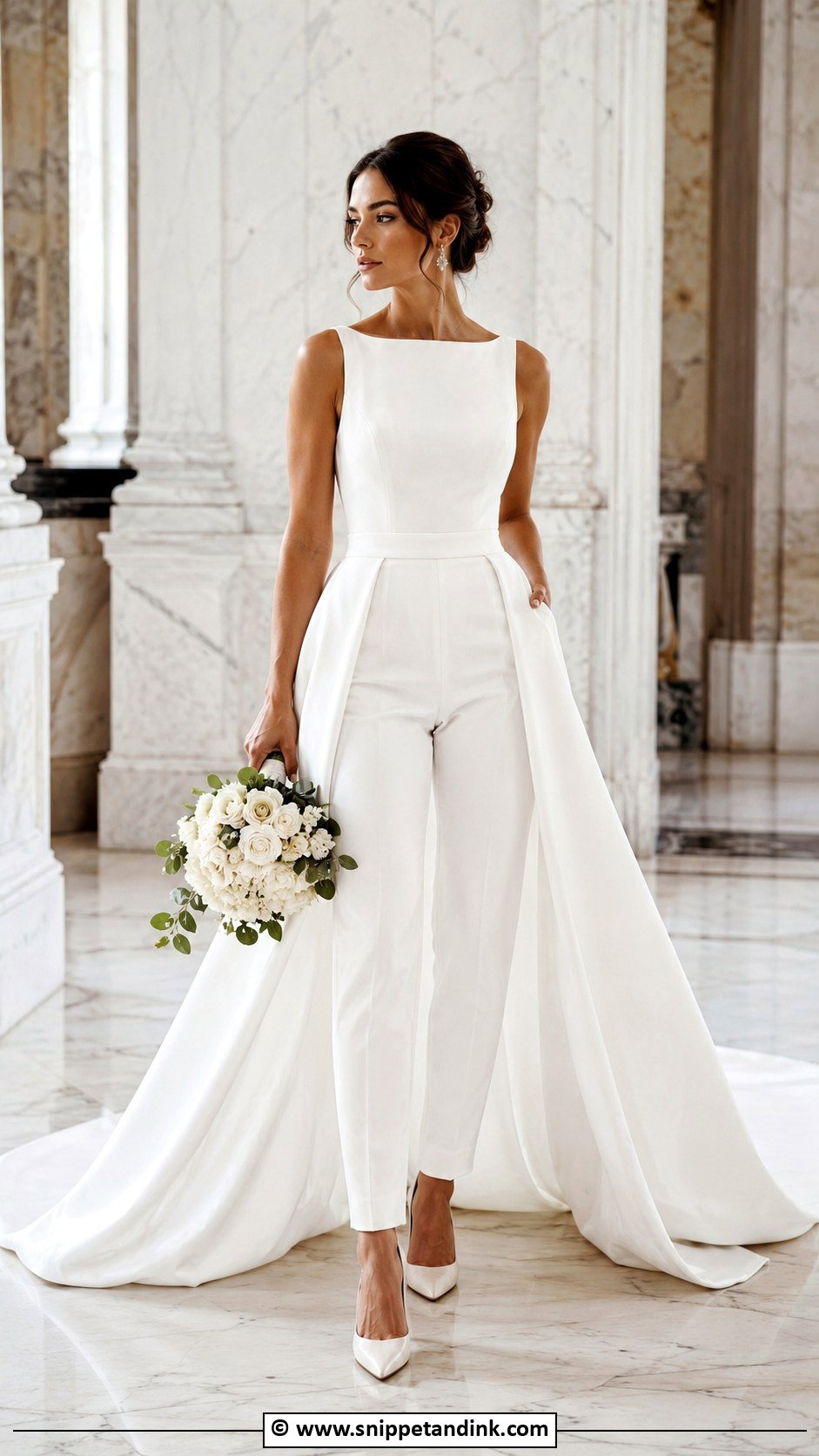 Bridal Jumpsuit With Detachable Train - Snippet and Ink - 30 Bridal Jumpsuit Ideas
