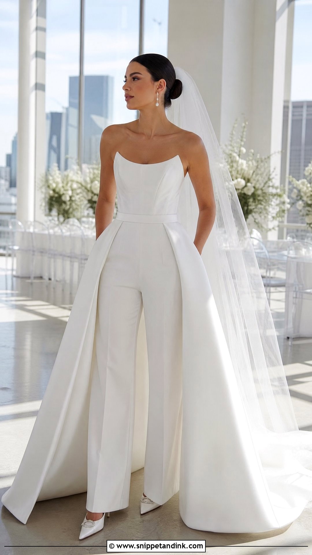 Bridal Jumpsuit With Overskirt - Snippet and Ink - 20 Weeding Dress 2023 Ideas