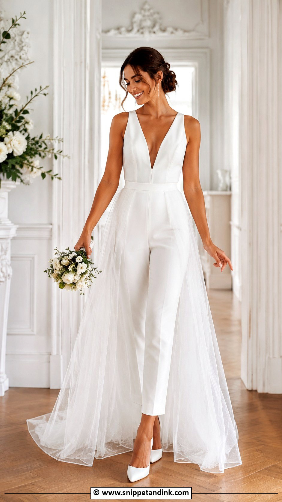 Bridal Jumpsuit With Overskirt - Snippet and Ink - 30 Bridal Jumpsuit Ideas