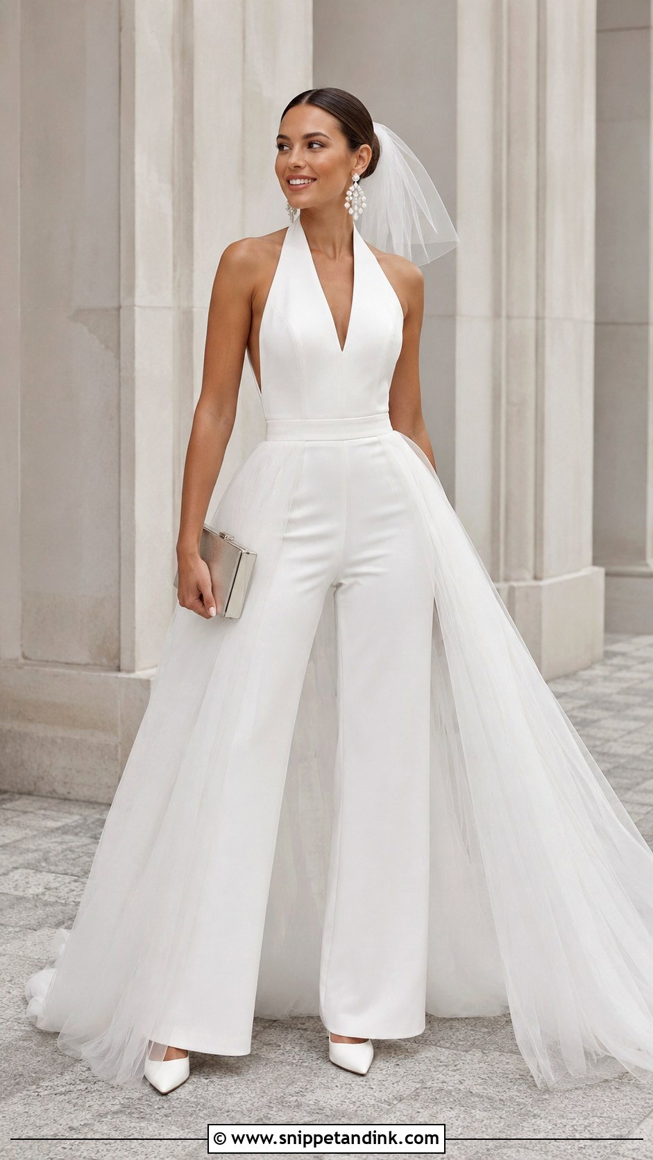 Bridal Jumpsuit With Overskirt - Snippet and Ink - 25 Wedding Dress for Bride Ideas