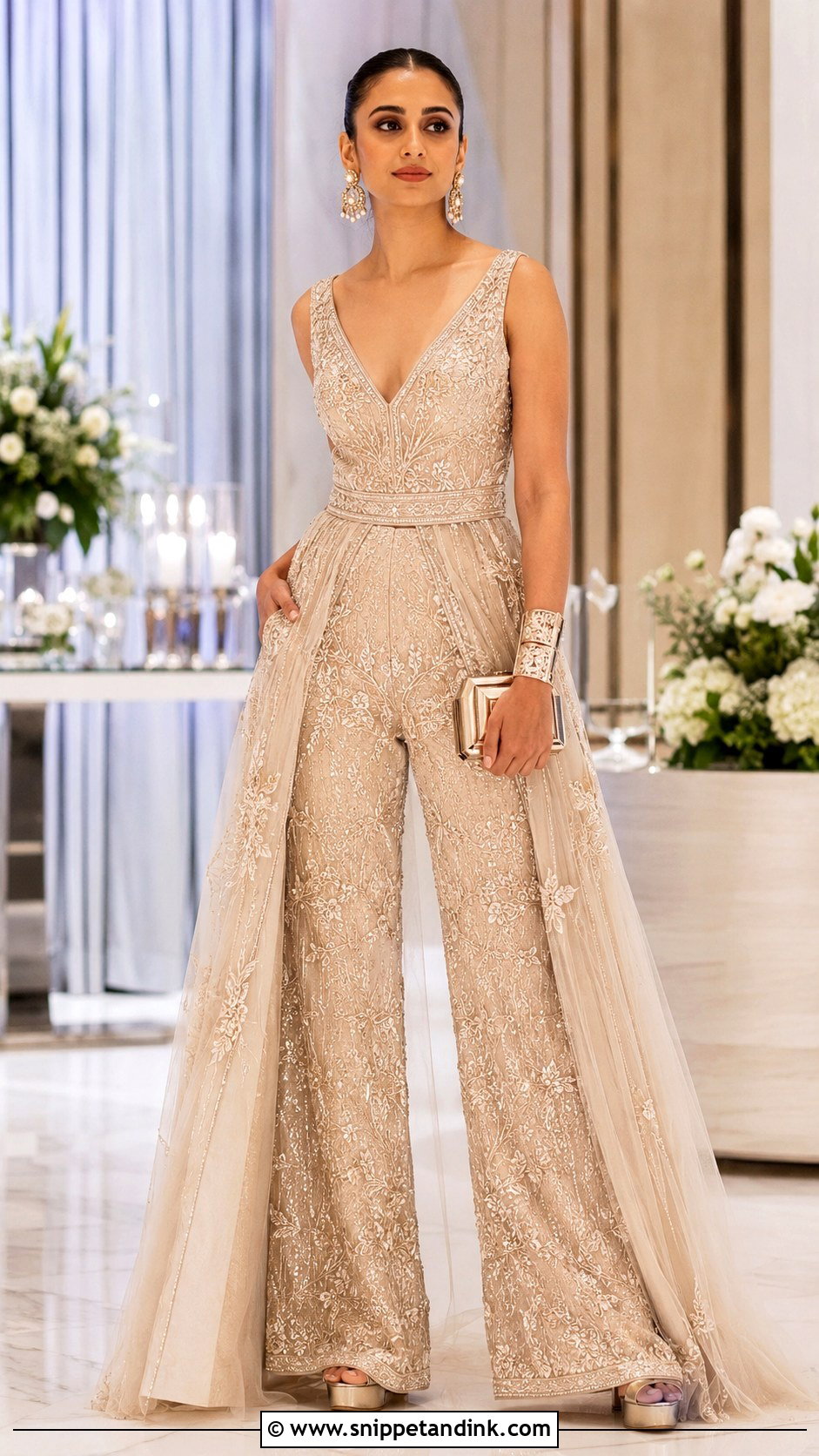 Bridal Jumpsuit With Overskirt - Snippet and Ink - 20 Indo Western Bridal Outfits