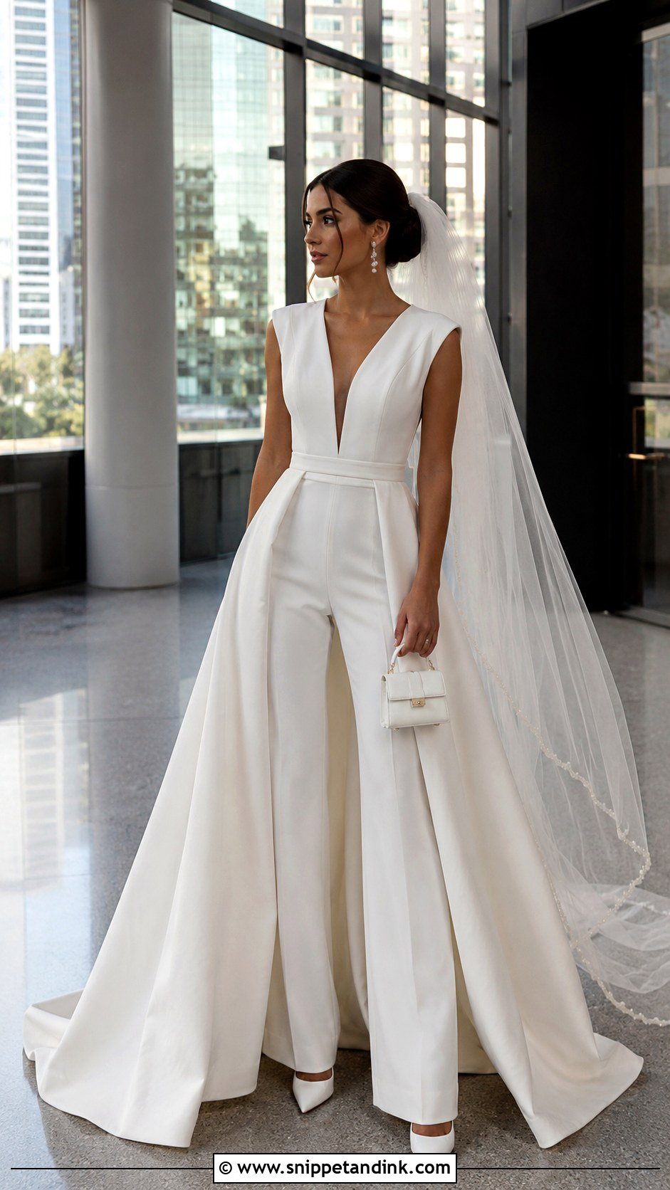 Bridal Jumpsuit With Pointed Toe Pumps - Snippet and Ink - 20 Dress for Marriage Ideas