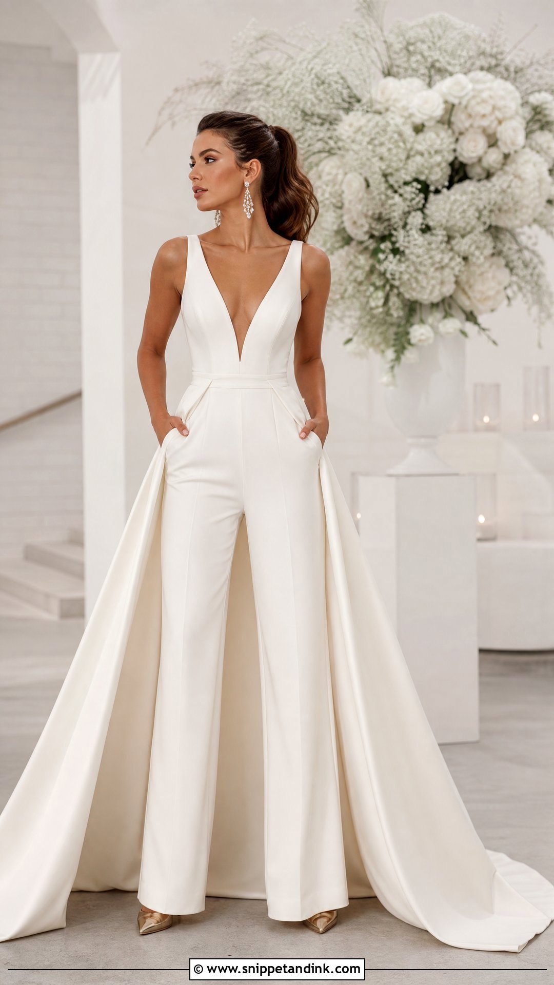 Bridal Jumpsuit With Removable Train - Snippet and Ink - 20 Trying on Wedding Dresses