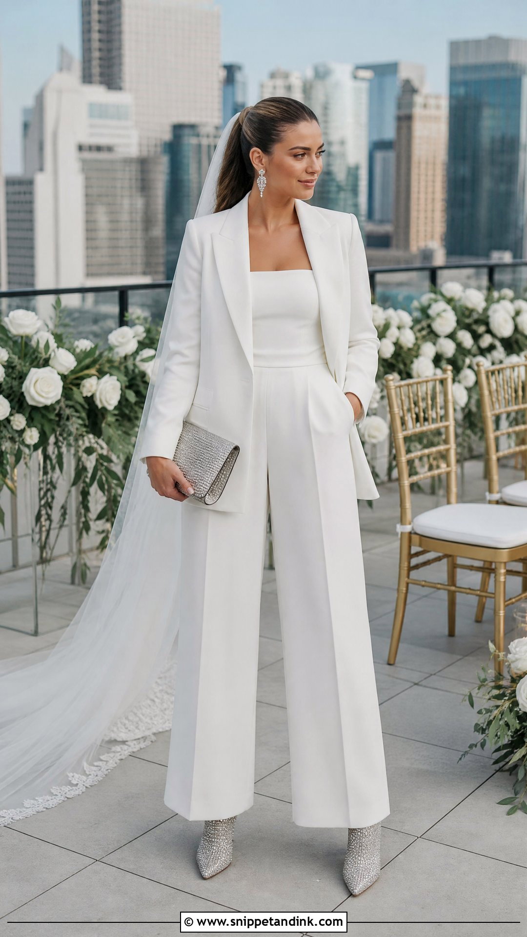 Bridal Jumpsuit With Rhinestone Boots - Snippet and Ink - 20 Rock and Roll Wedding Dress Ideas