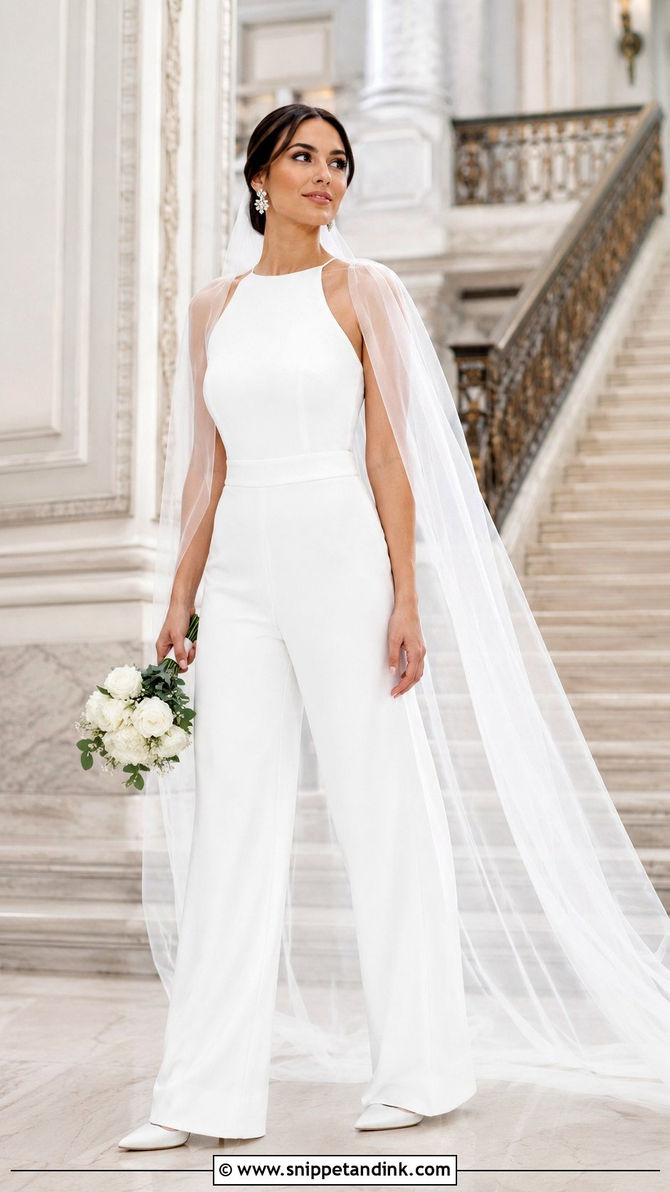 Bridal Jumpsuit With Veil - Snippet and Ink - 25 Special Wedding Dress Ideas