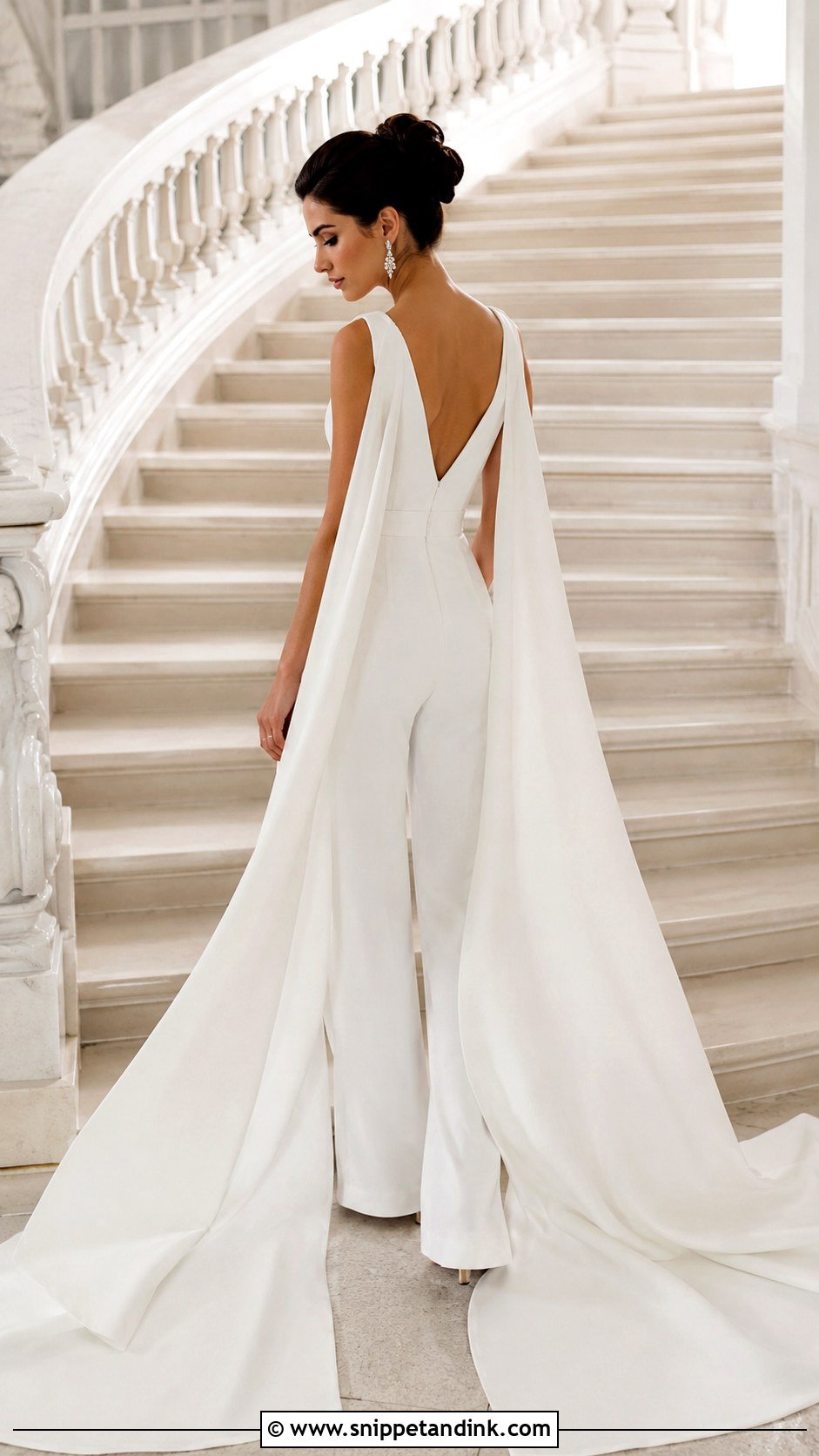 Bridal Jumpsuit With Watteau Train - Snippet and Ink - 25 Bridal Jumpsuit with Train Ideas