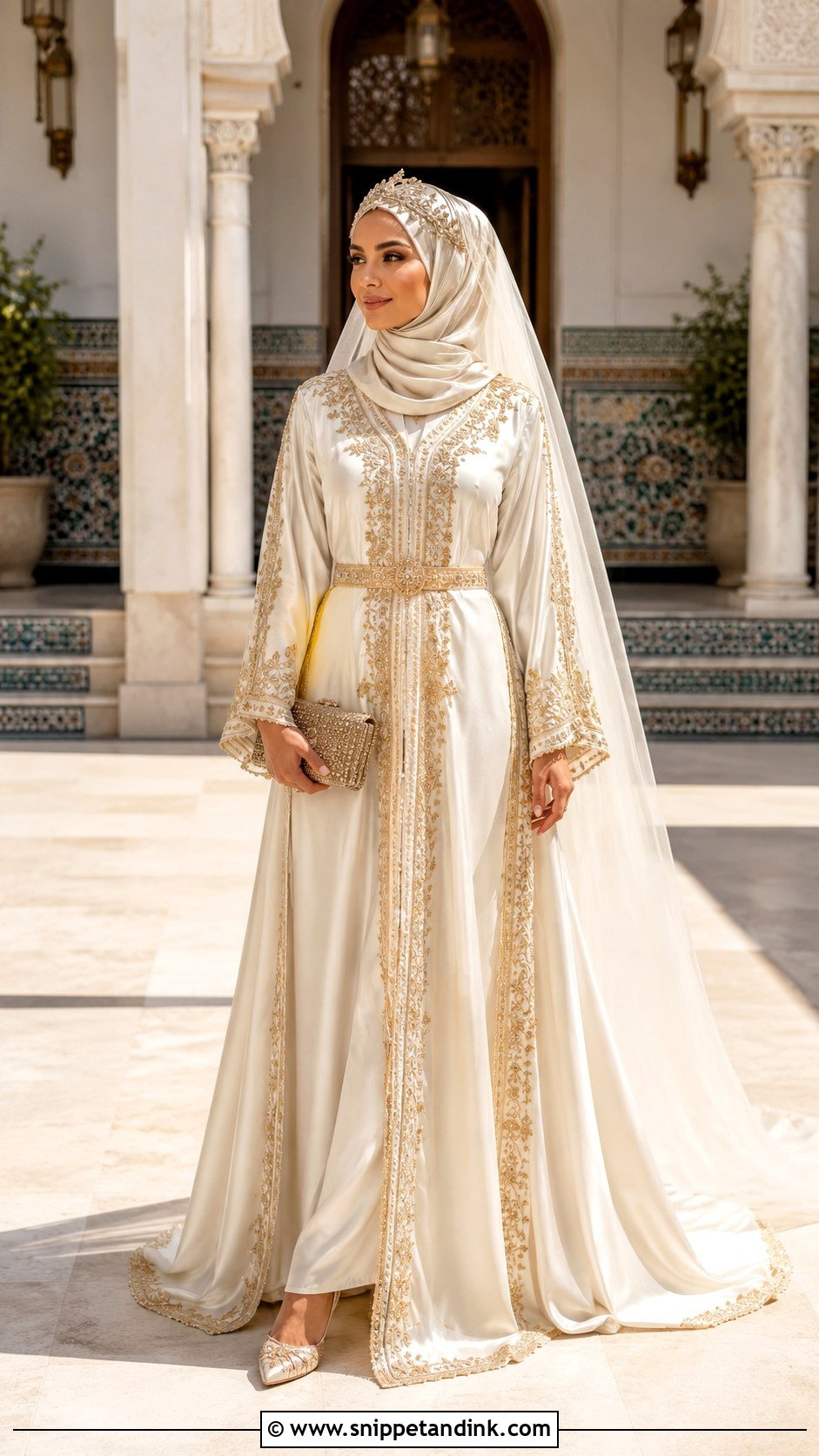 Bridal Kaftan Wedding Dress with Hijab - Snippet and Ink - 20 Wedding Dress with Hijab Ideas