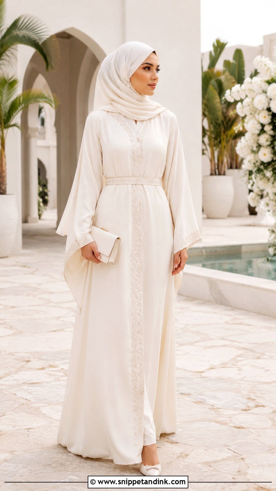 Bridal Kaftan With Simple Hijab - Snippet and Ink - 20 Muslim Wedding Dress Hijab Bride Simple Ideas