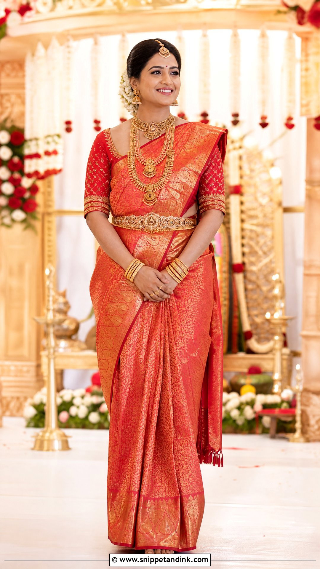 Bridal Kanjeevaram Saree Outfit - Snippet and Ink - 25 South Indian Wedding Outfits