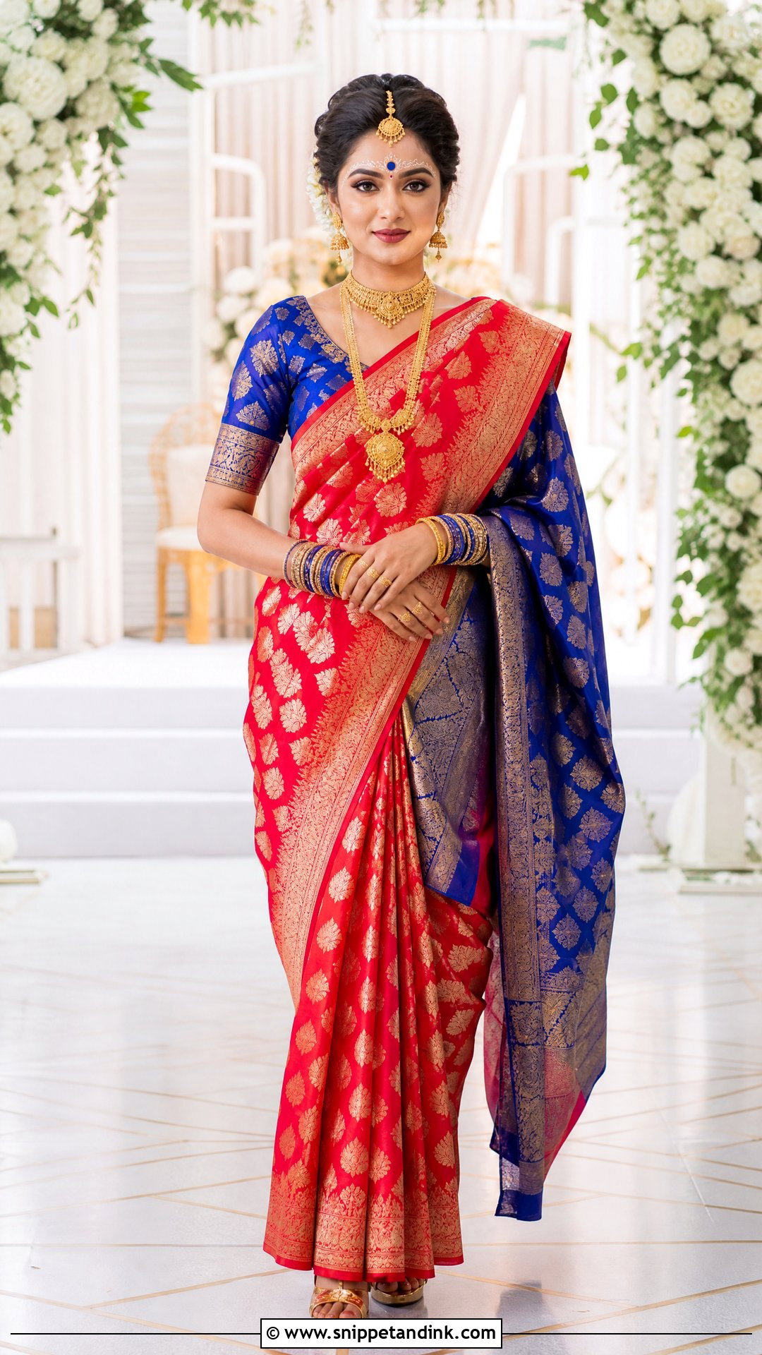 Bridal Kolka Design With Blue Bindi - Snippet and Ink - 25 Bridal Kolka Design Ideas