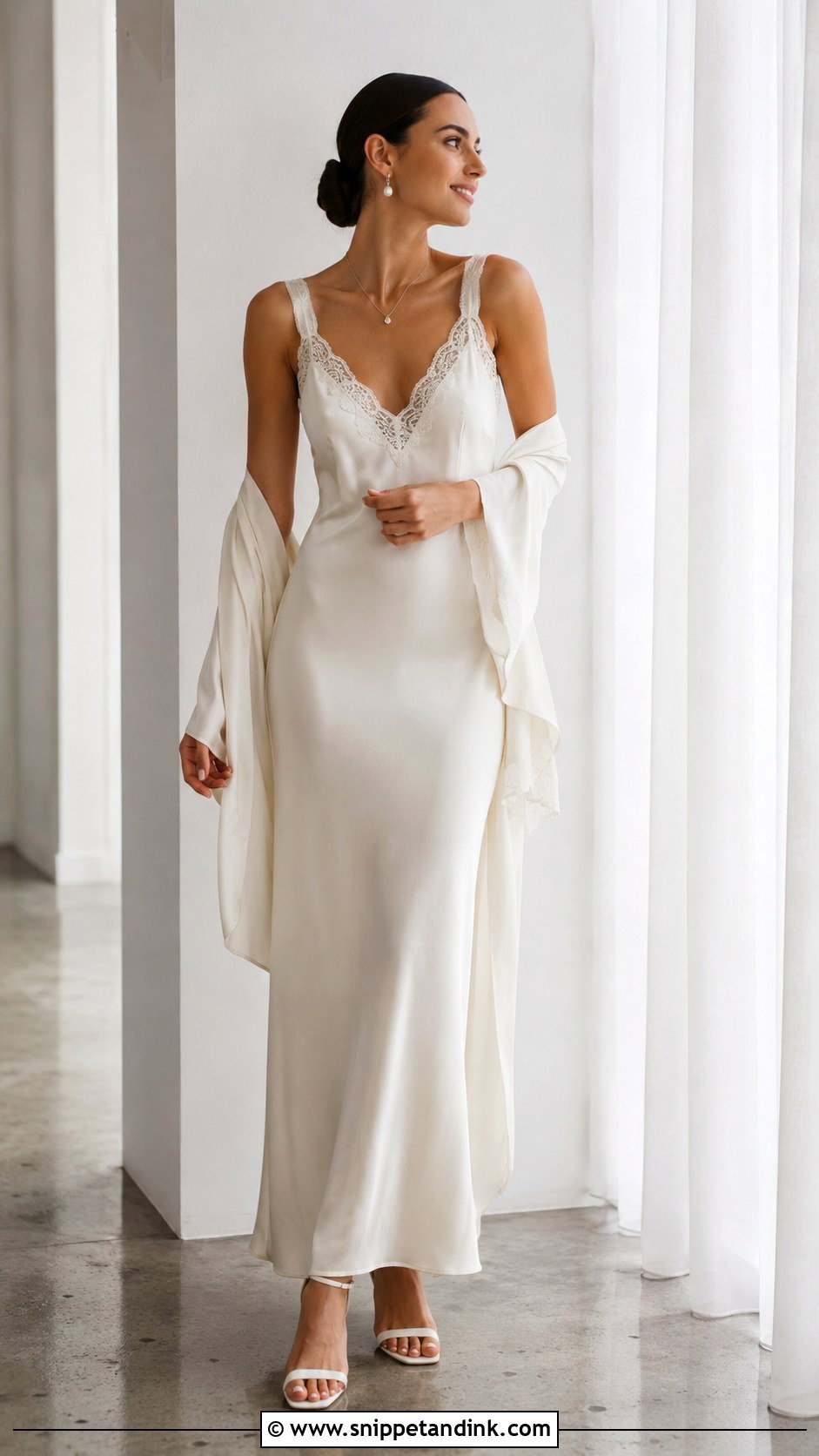 Bridal Lace Trim Slip Dress Outfit - Snippet and Ink - 20 Budoire Bridal Ideas