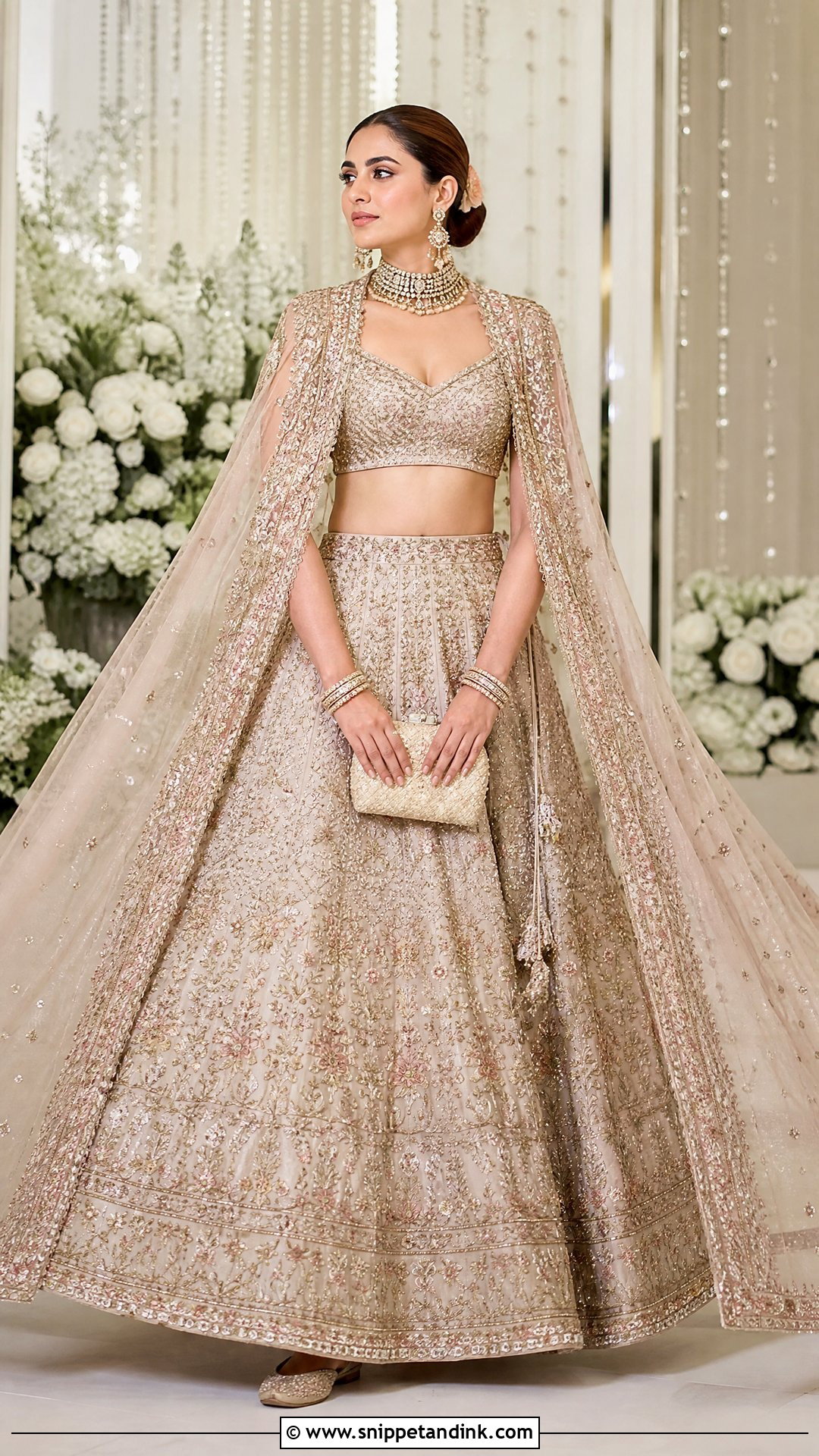 Bridal Lehenga With Cape - Snippet and Ink - 20 Indian Wedding Bridal Outfits