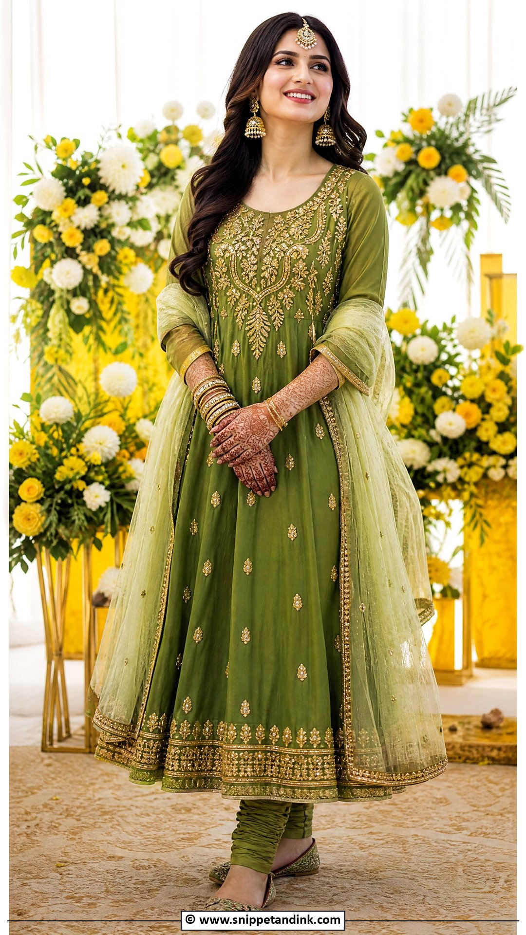 Bridal Mehndi Anarkali Suit - Snippet and Ink - 35 Bridal Mehndi Outfit Ideas