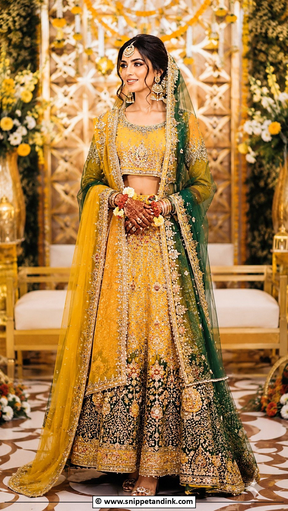 Bridal Mehndi Lehenga Dress - Snippet and Ink - 30 Pakistani Mehndi Dresses