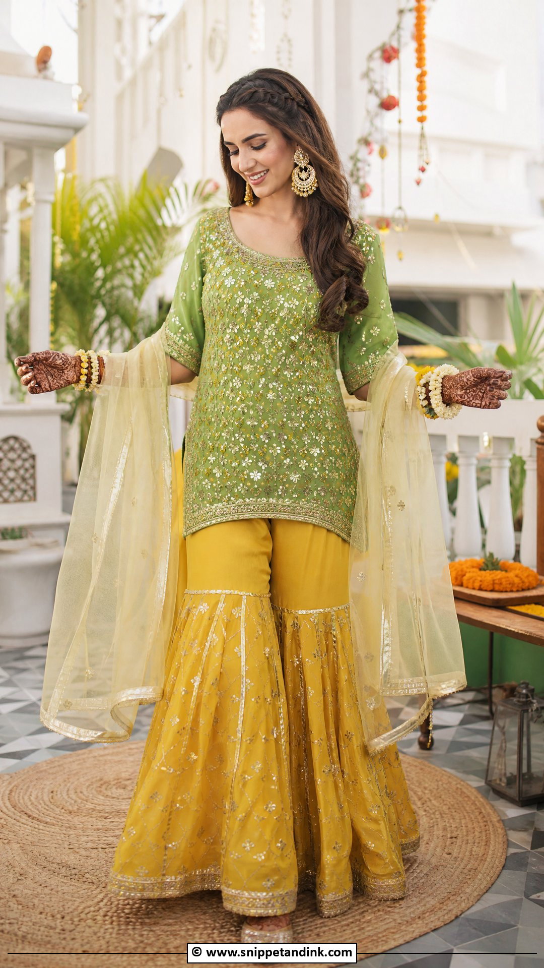 Bridal Mehndi Sharara Set - Snippet and Ink - 35 Bridal Mehndi Outfit Ideas