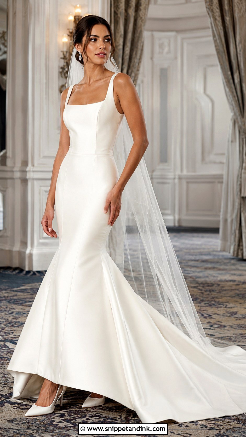 Bridal Mermaid Gown With Statement Earrings - Snippet and Ink - 20 Bridal Attire Ideas