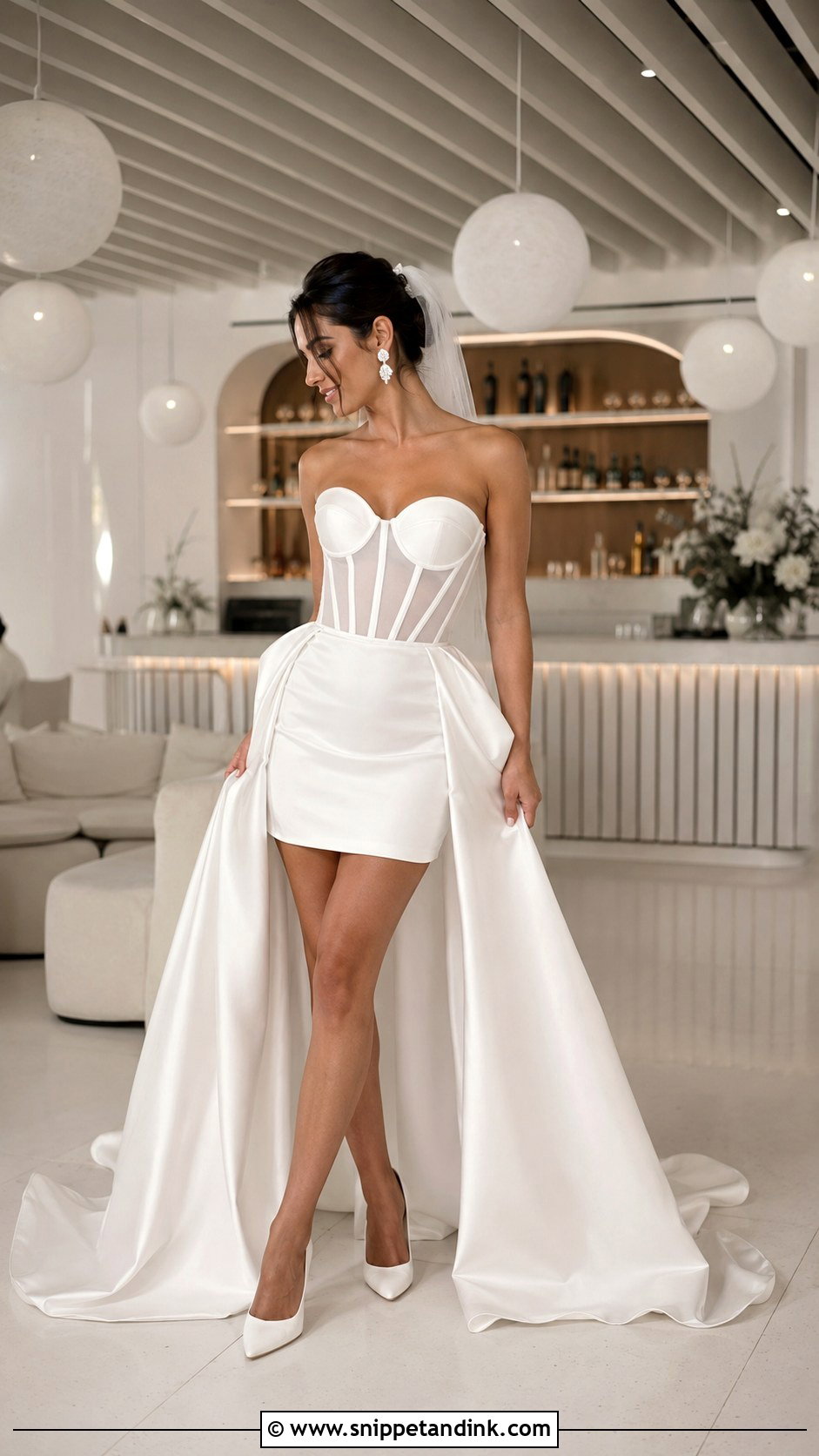 Bridal Mini Dress With Detachable Train - Snippet and Ink - 20 Extra Wedding Dresses