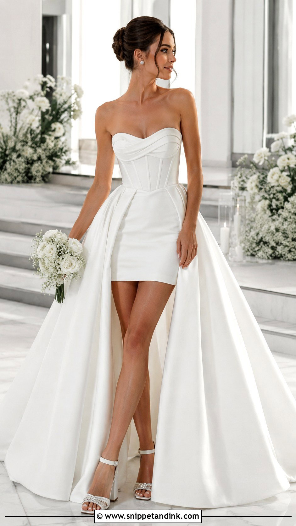 Bridal Mini Dress With Full Detachable Skirt - Snippet and Ink - 20 2 Way Wedding Gown Ideas