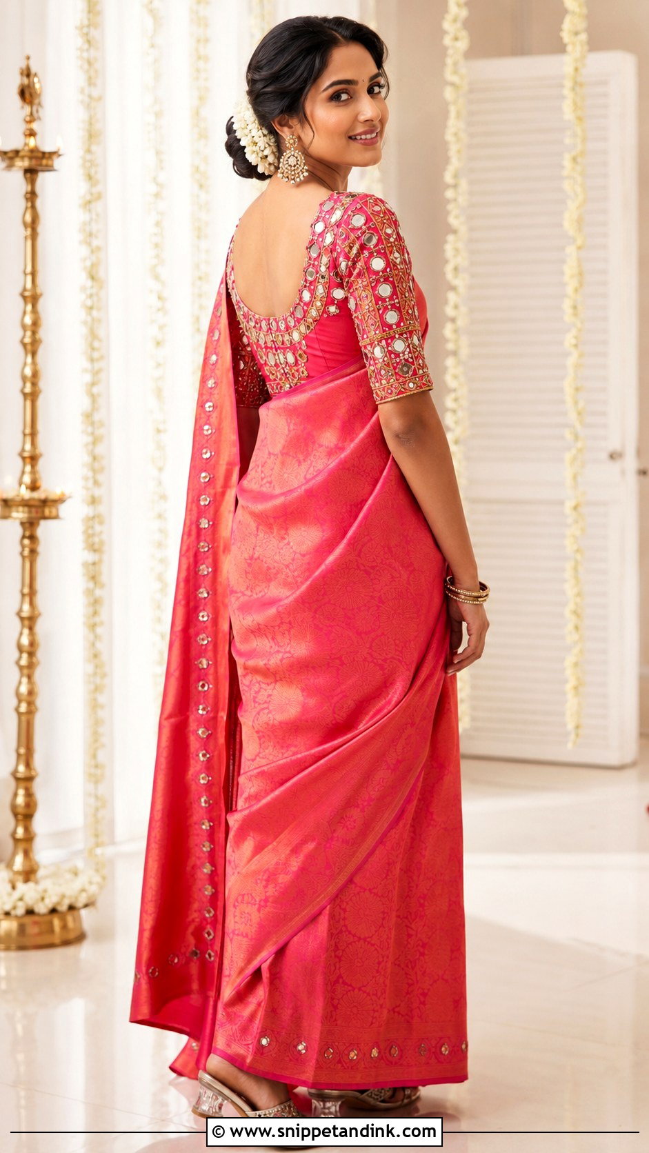 Bridal Mirror Aari Work Blouse Design - Snippet and Ink - 25 Bride Aari Work Blouse Design Ideas