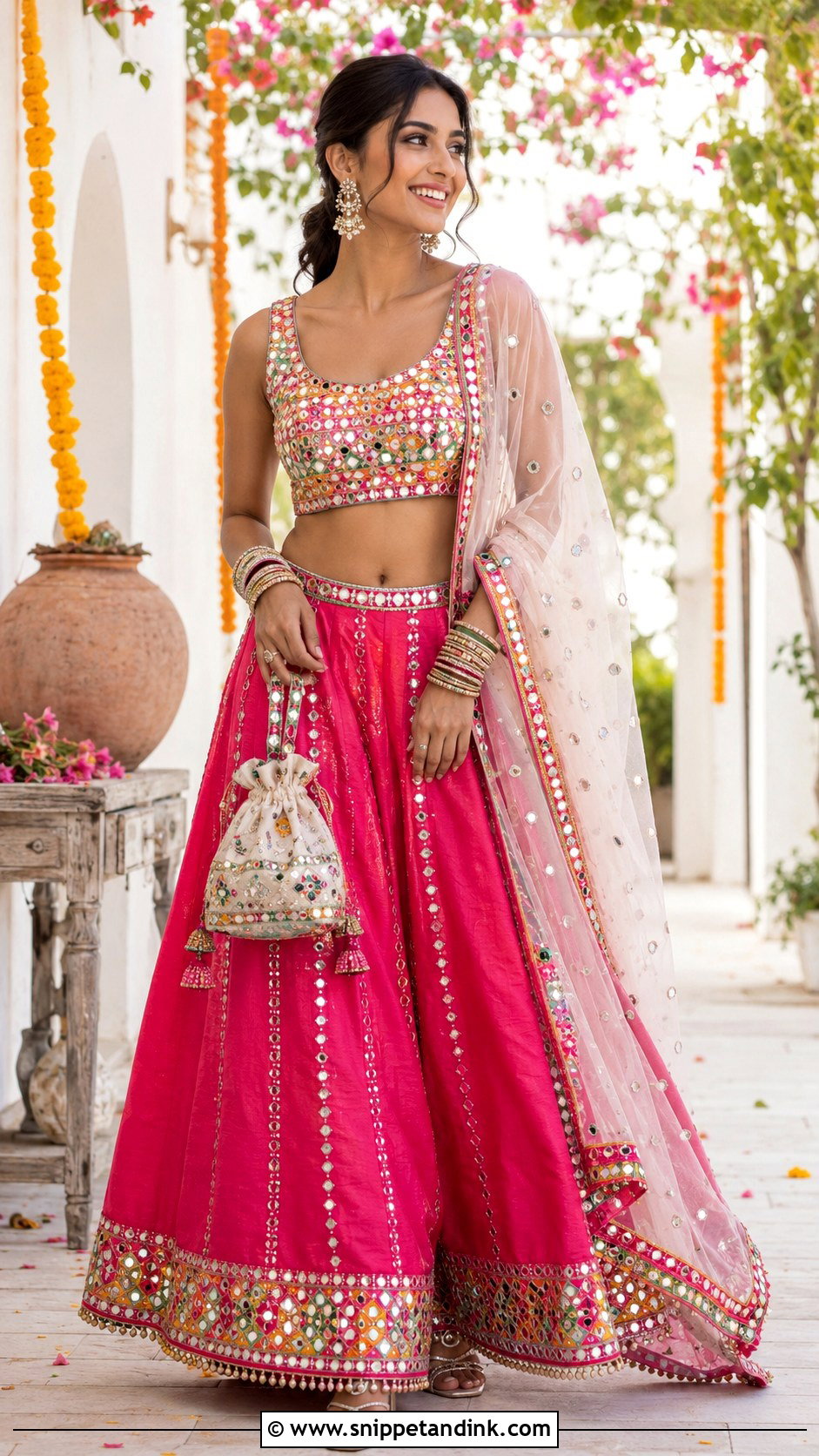Bridal Mirror Work Blouse Design - Snippet and Ink - 25 Bridal Bride Blouse Designs