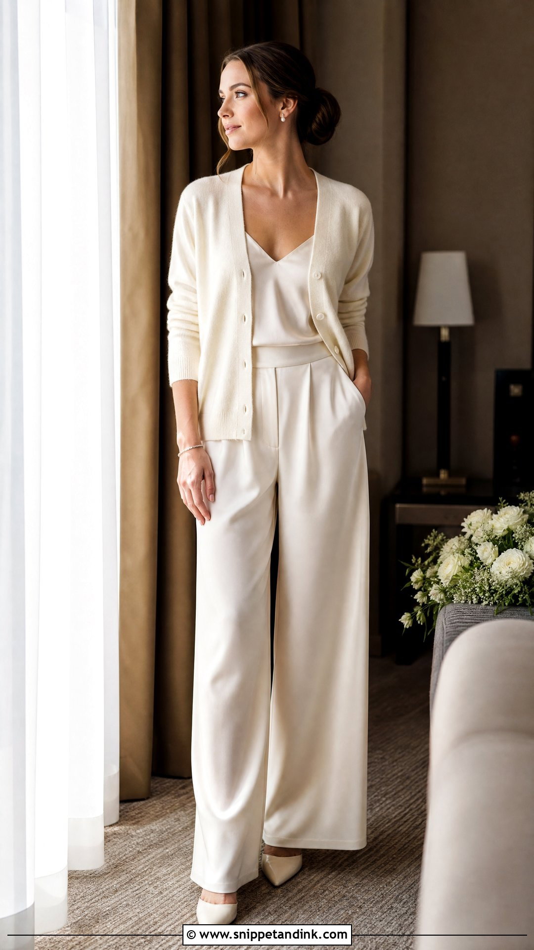 Bridal Morning Cardigan And Silk Pants - Snippet and Ink - 20 Bridal Morning Outfits