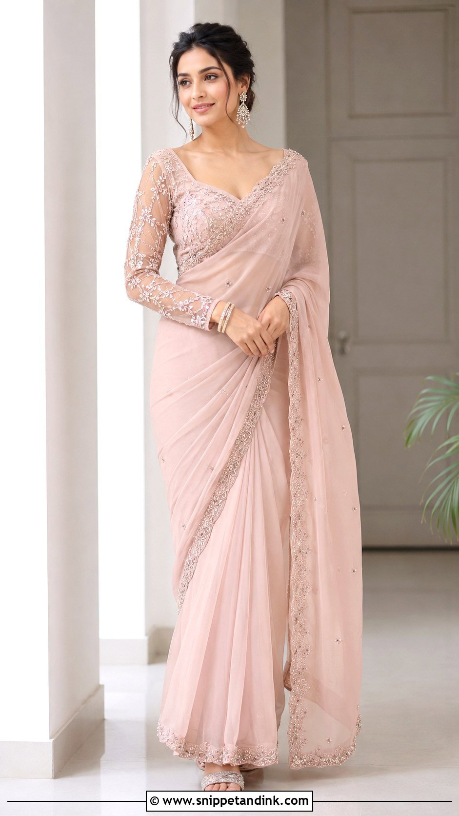 Bridal Net Sleeve Aari Work Blouse Design - Snippet and Ink - 25 Bride Aari Work Blouse Design Ideas