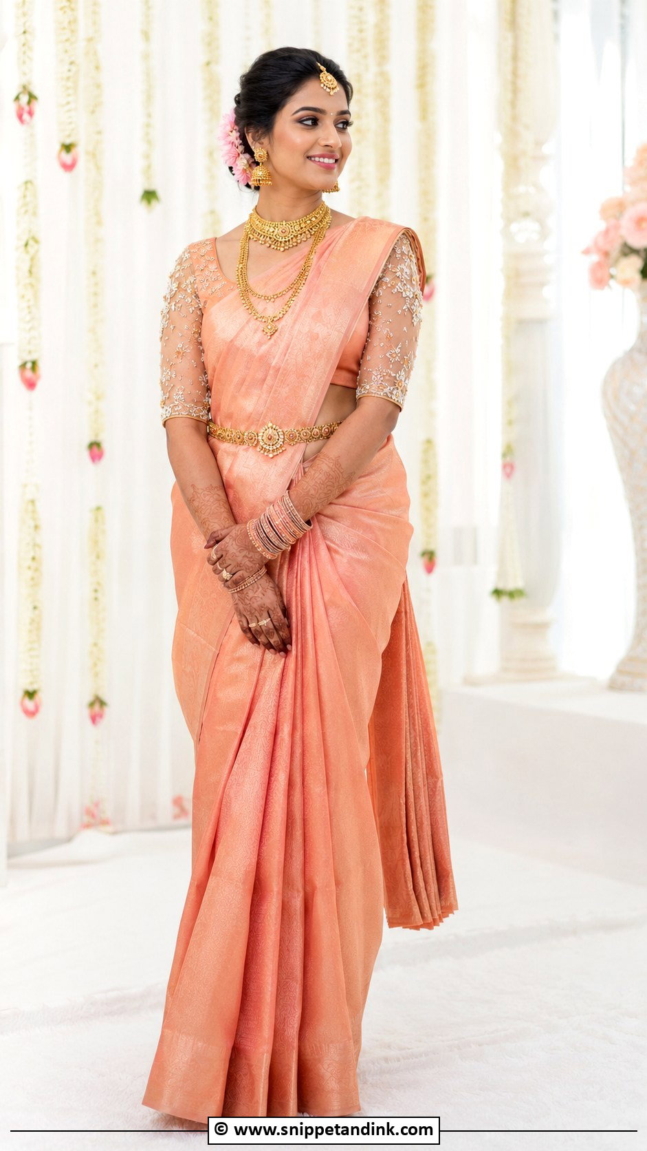 Bridal Net Sleeve Aari Work Blouse - Snippet and Ink - 30 Bridal Aari Work Blouse Ideas