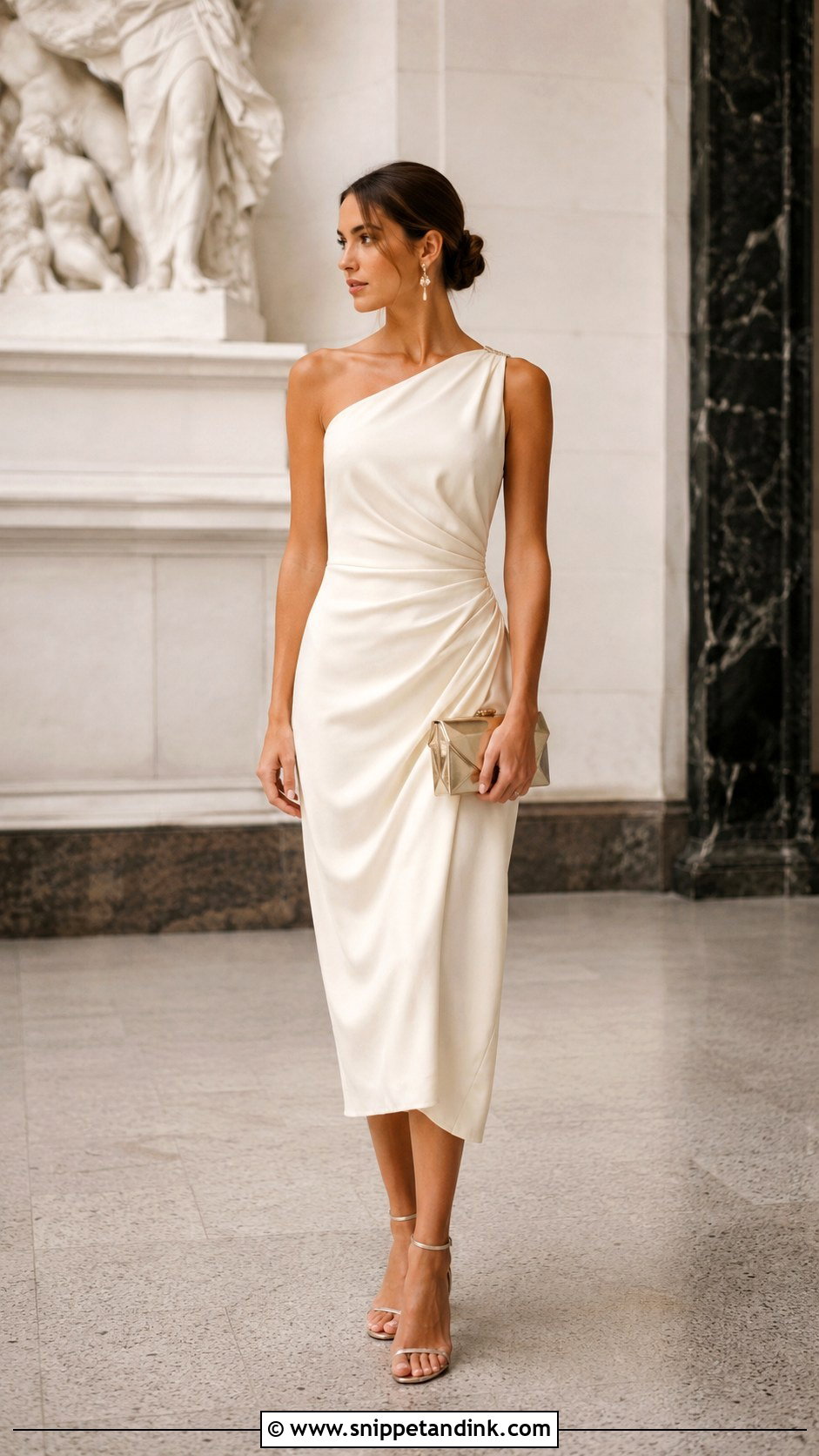 Bridal One Shoulder Draped Dress - Snippet and Ink - 20 Bridal Second Dress Ideas