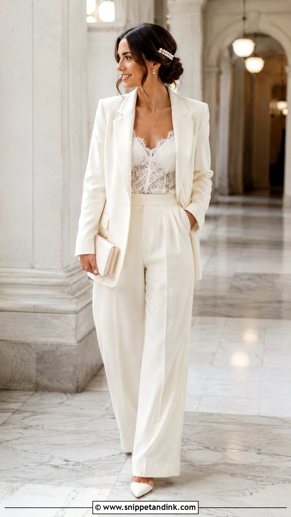 Bridal Pantsuit Outfit - Snippet and Ink - 25 Wedding Outfits for Bride