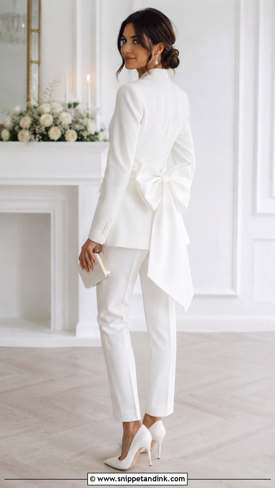 Bridal Pantsuit With Bow Detail - Snippet and Ink - 25 Bridal Pantsuit Ideas